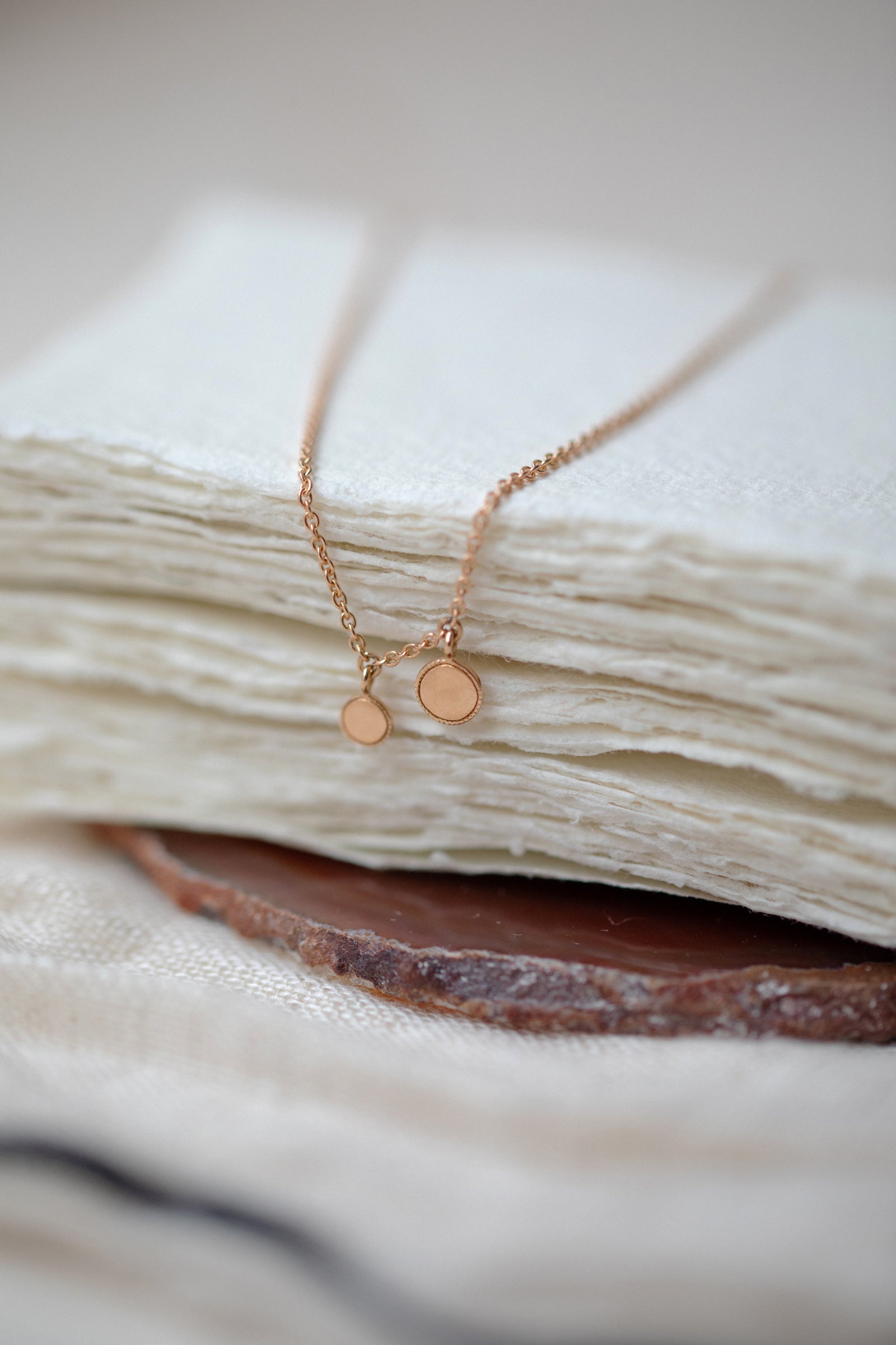 Milgrain Mini Medal Necklace Double