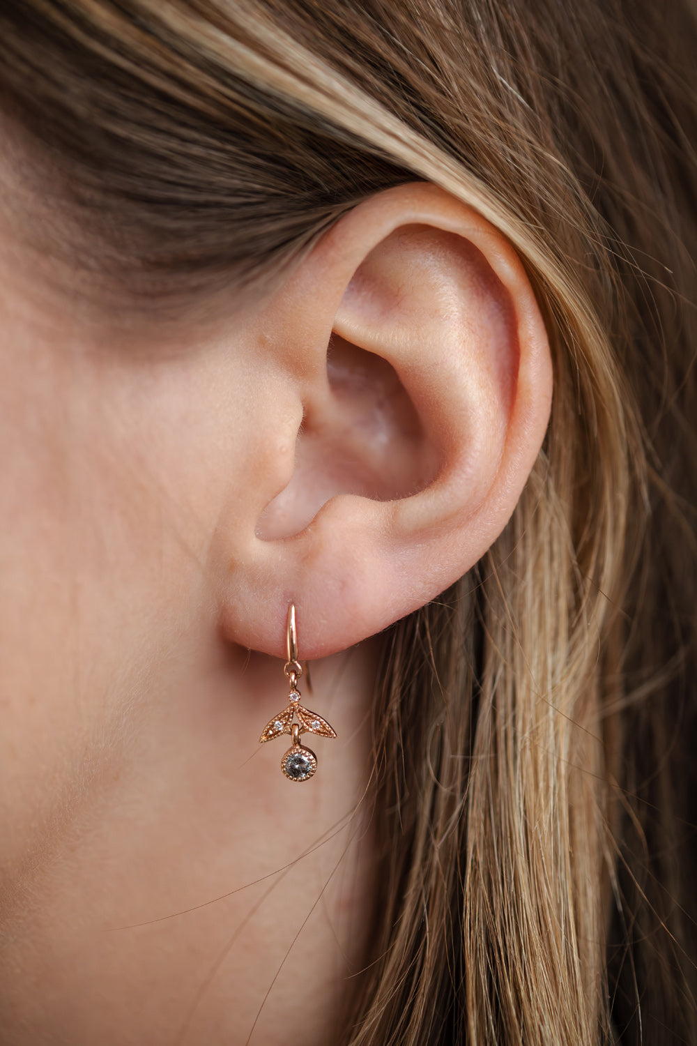 Pendant earrings Feuillage single M Diamonds Salt & Pepper