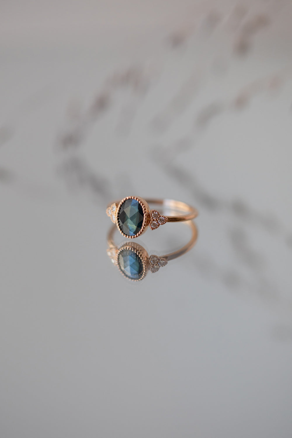 Flora ring oval vertical Sapphire mermaid