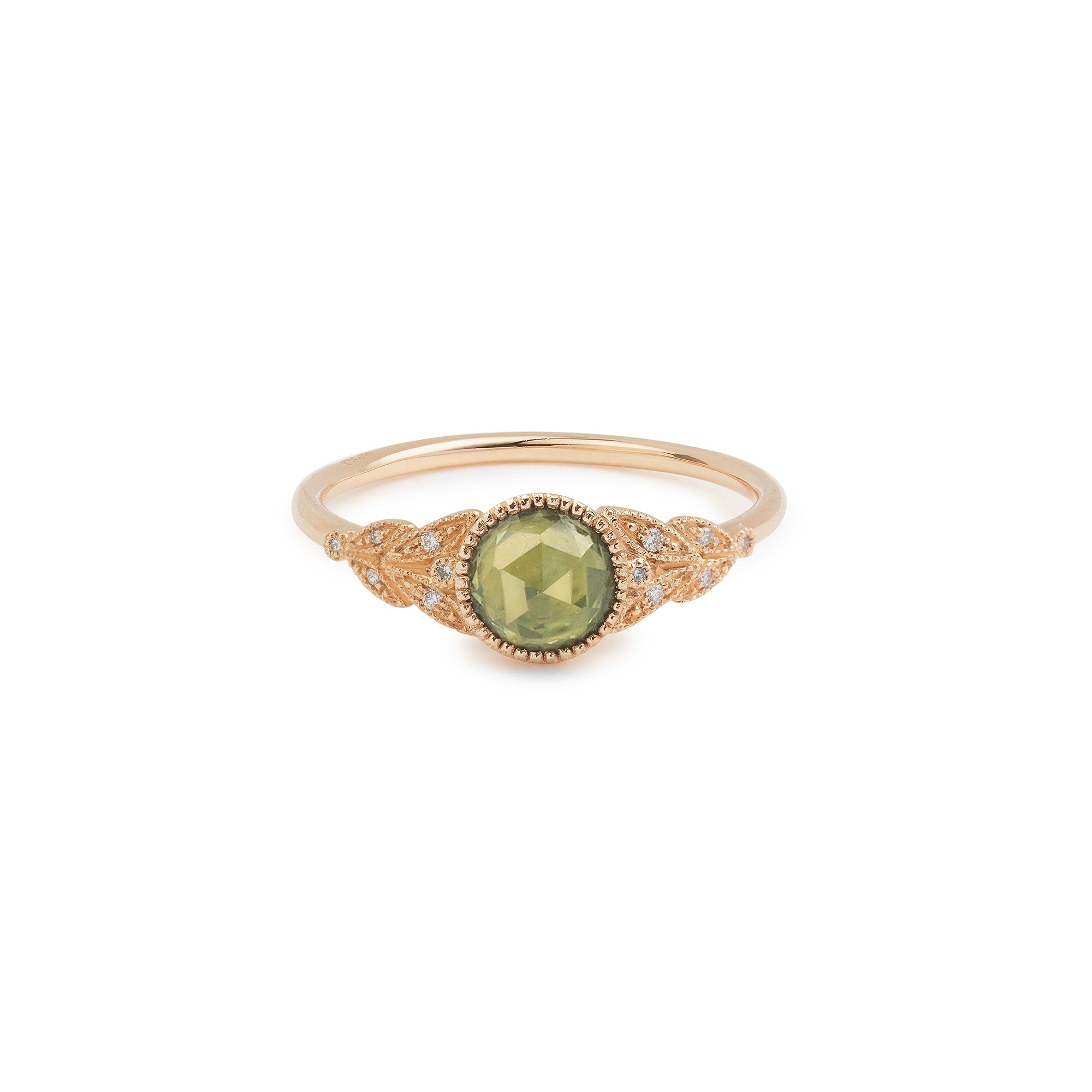 Ring Feuillage XL Green Sapphire Rosecut