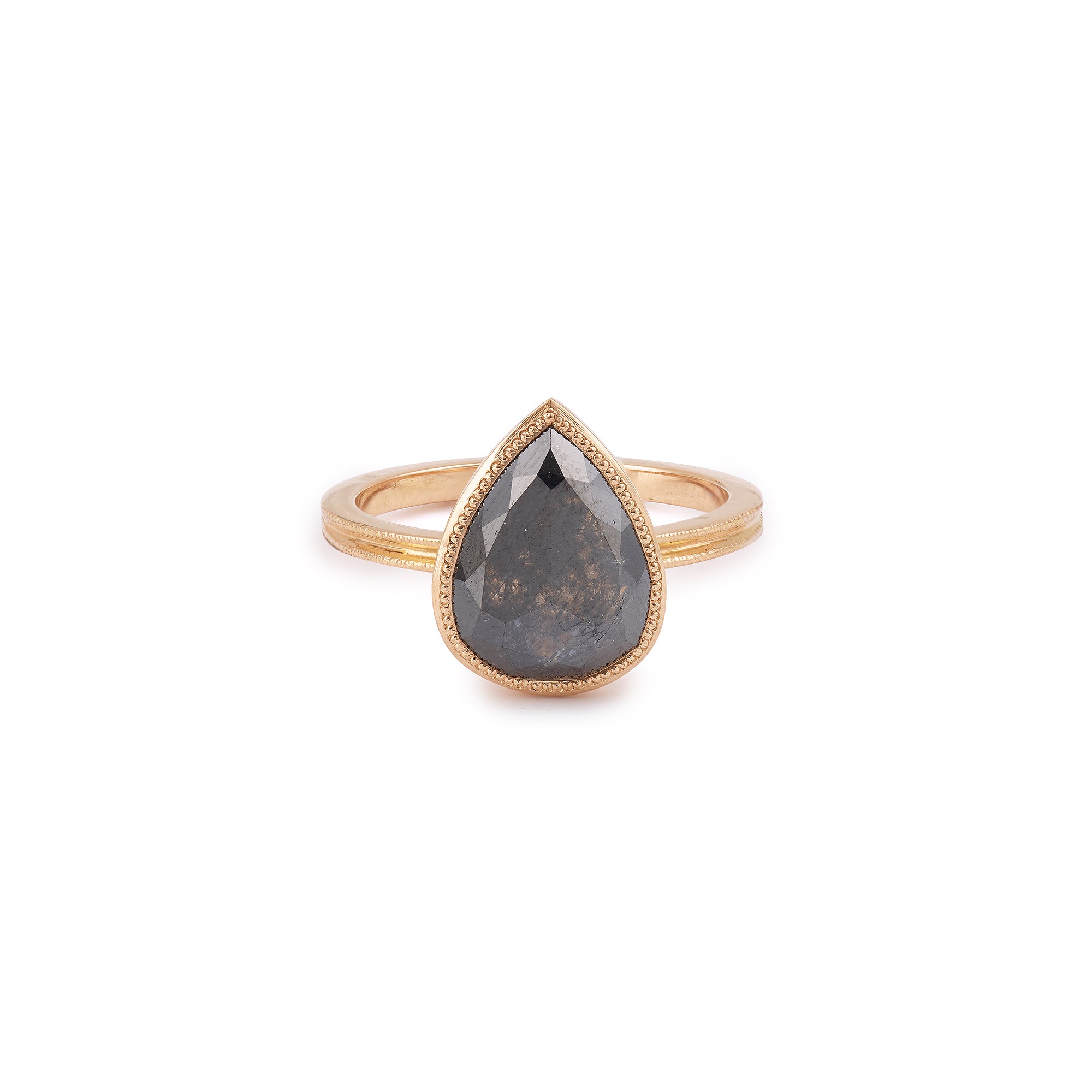 Designer engagement ring Unique piece in gold diamond and pepper diamond Myrtille Beck