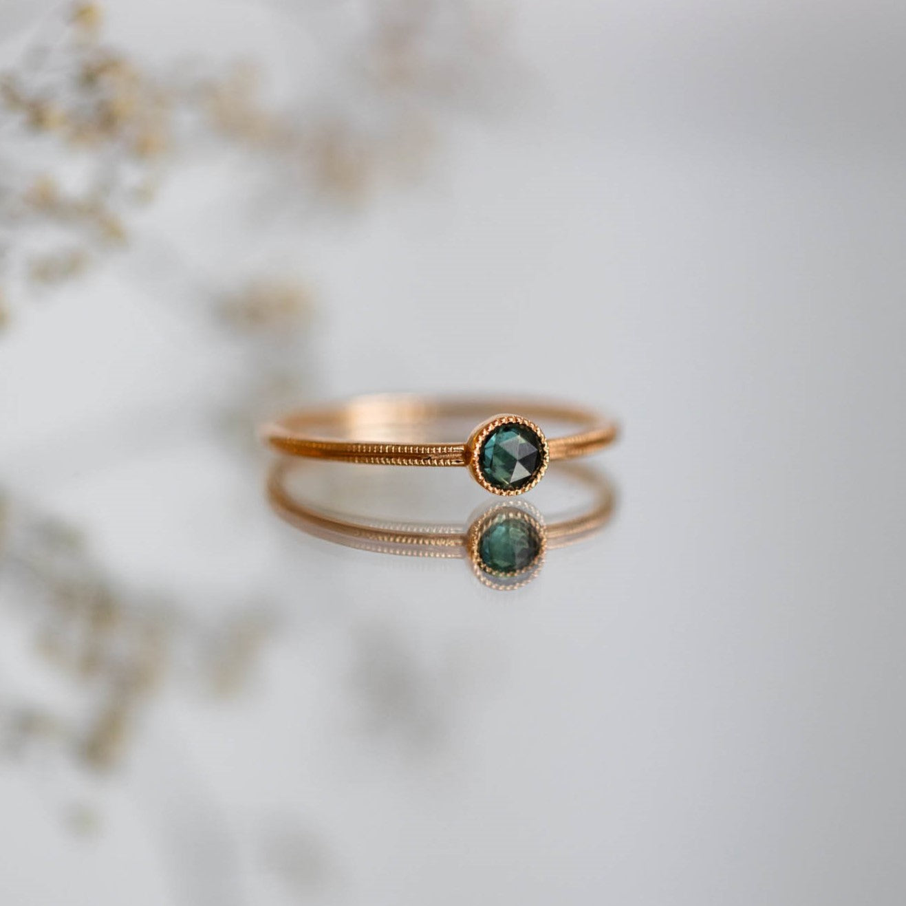 Solitaire Double Milgrain M Sapphire mermaid