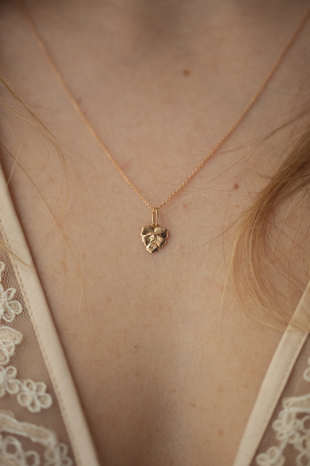 Designer jewelry, gold charm pendant for a birth or baptism, symbolic gold jewelry by Myrtille Beck