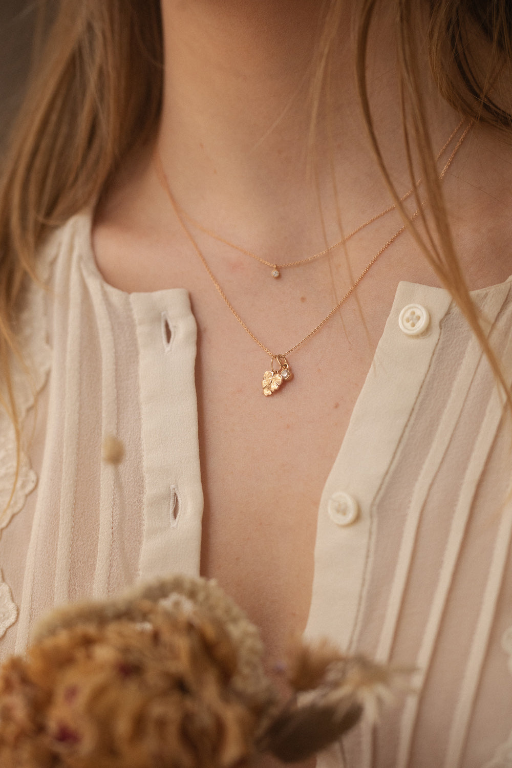 Designer jewelry, gold charm pendant for a birth or baptism, symbolic gold jewelry by Myrtille Beck