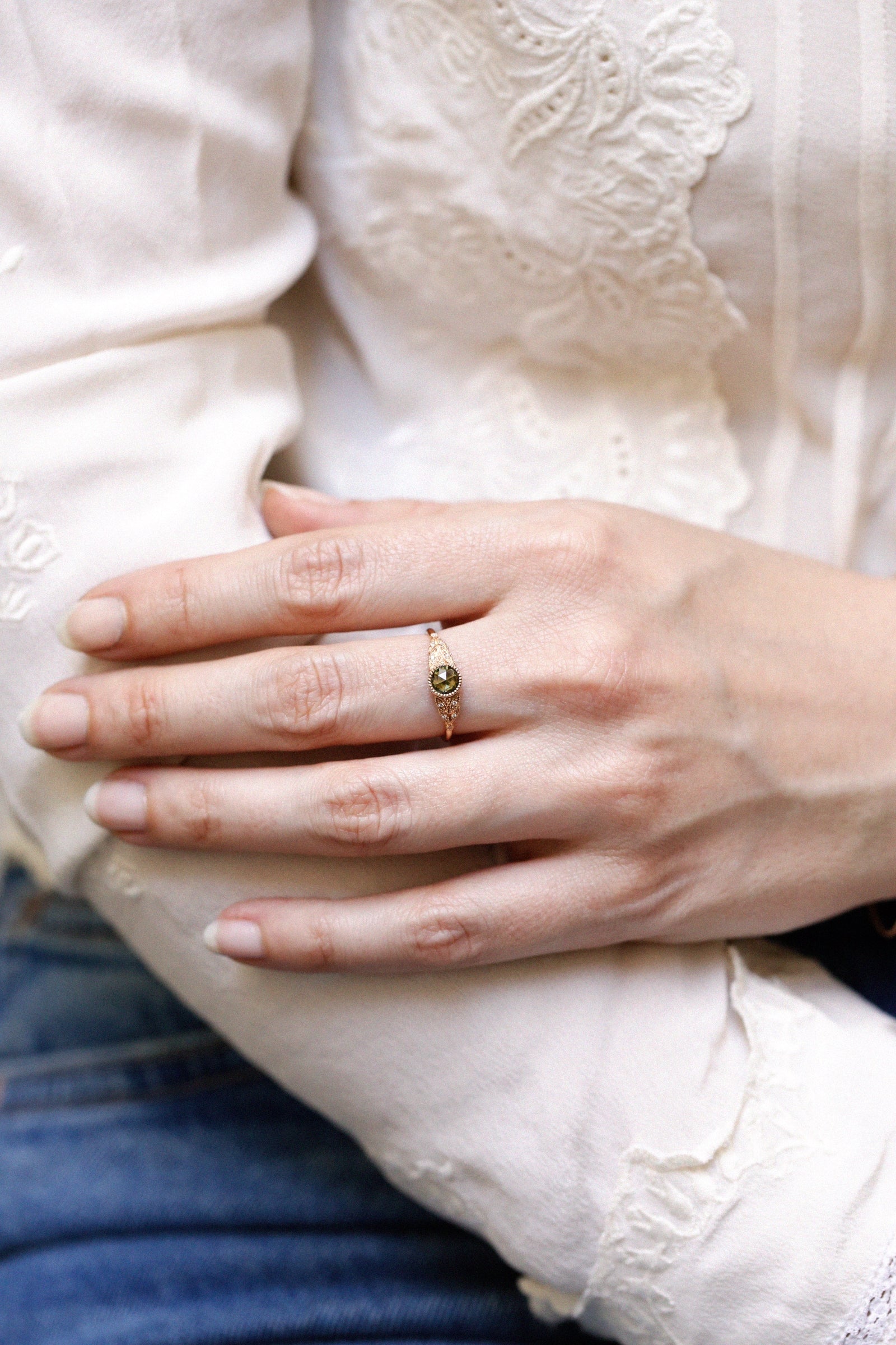 Ring Feuillage L Green Sapphire