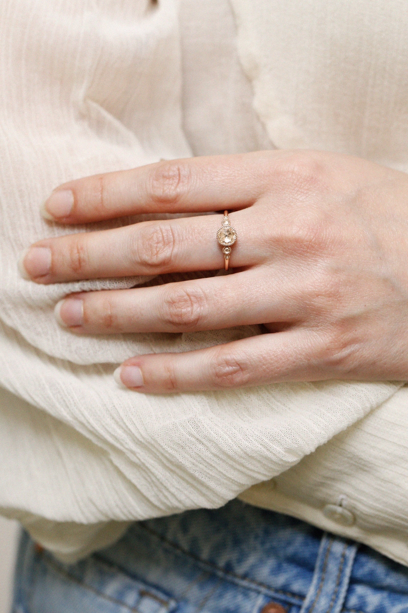 White Sapphire Coconut Ring