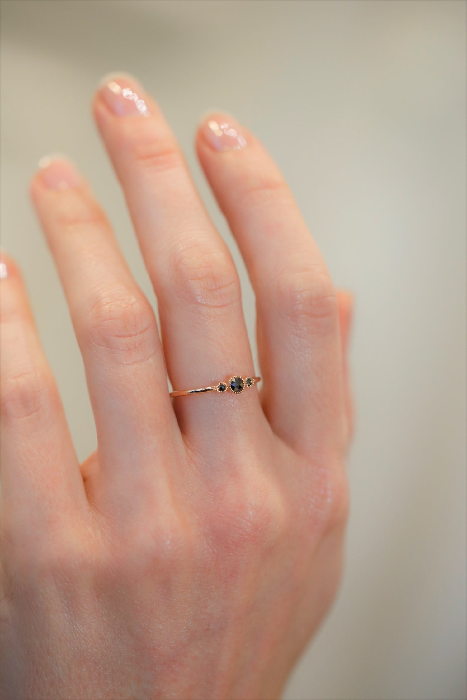 Ring - Bague Amour Céleste S black diamonds, Myrtille Beck, Designer's engagement ring, black diamond engagement ring