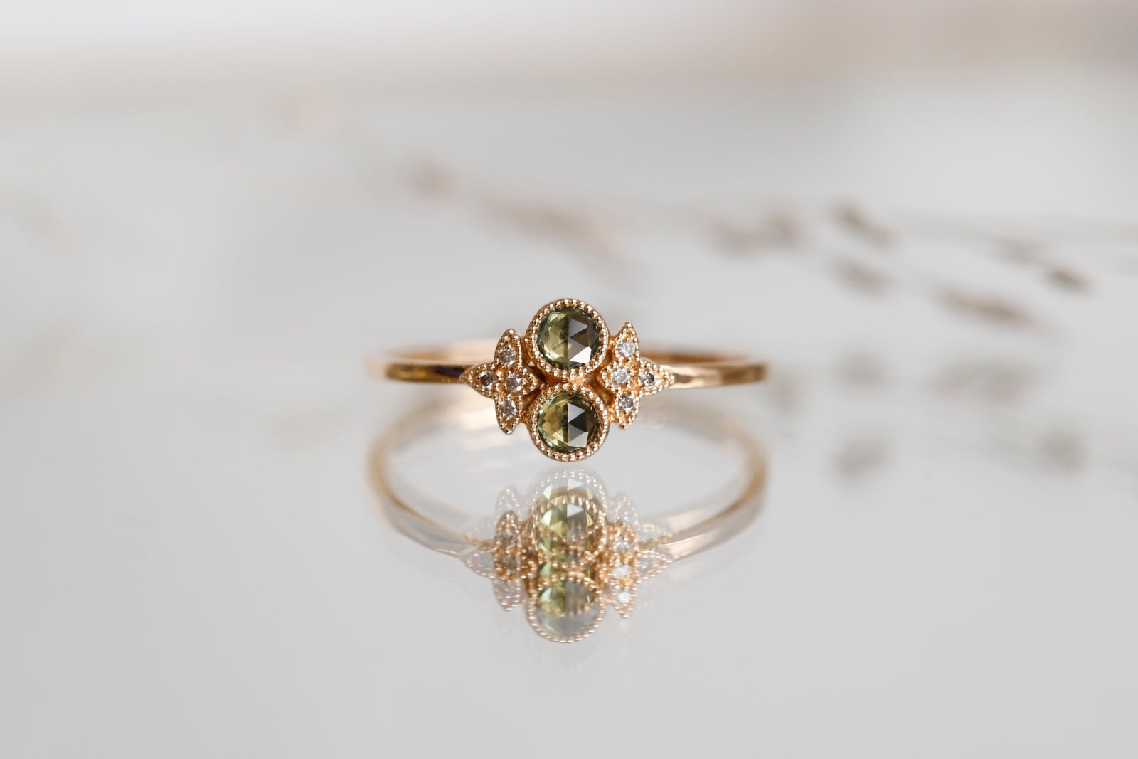 Ring Apis Florea S Green Sapphires