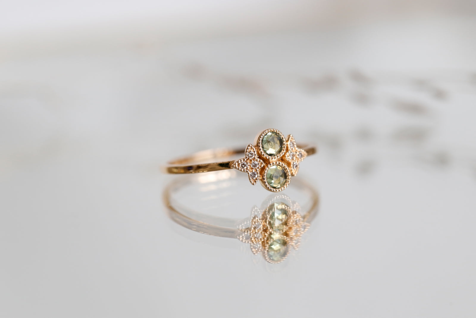 Ring Apis Florea S Green Sapphires