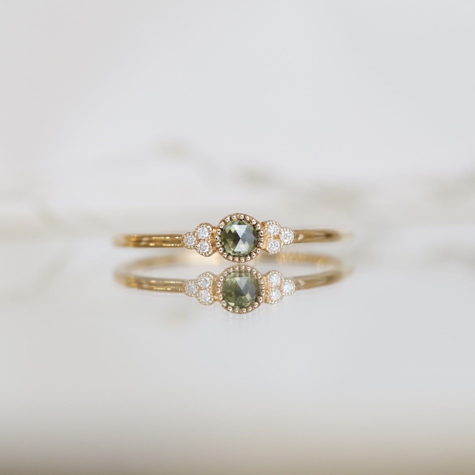 Ring Flora S Green Sapphire