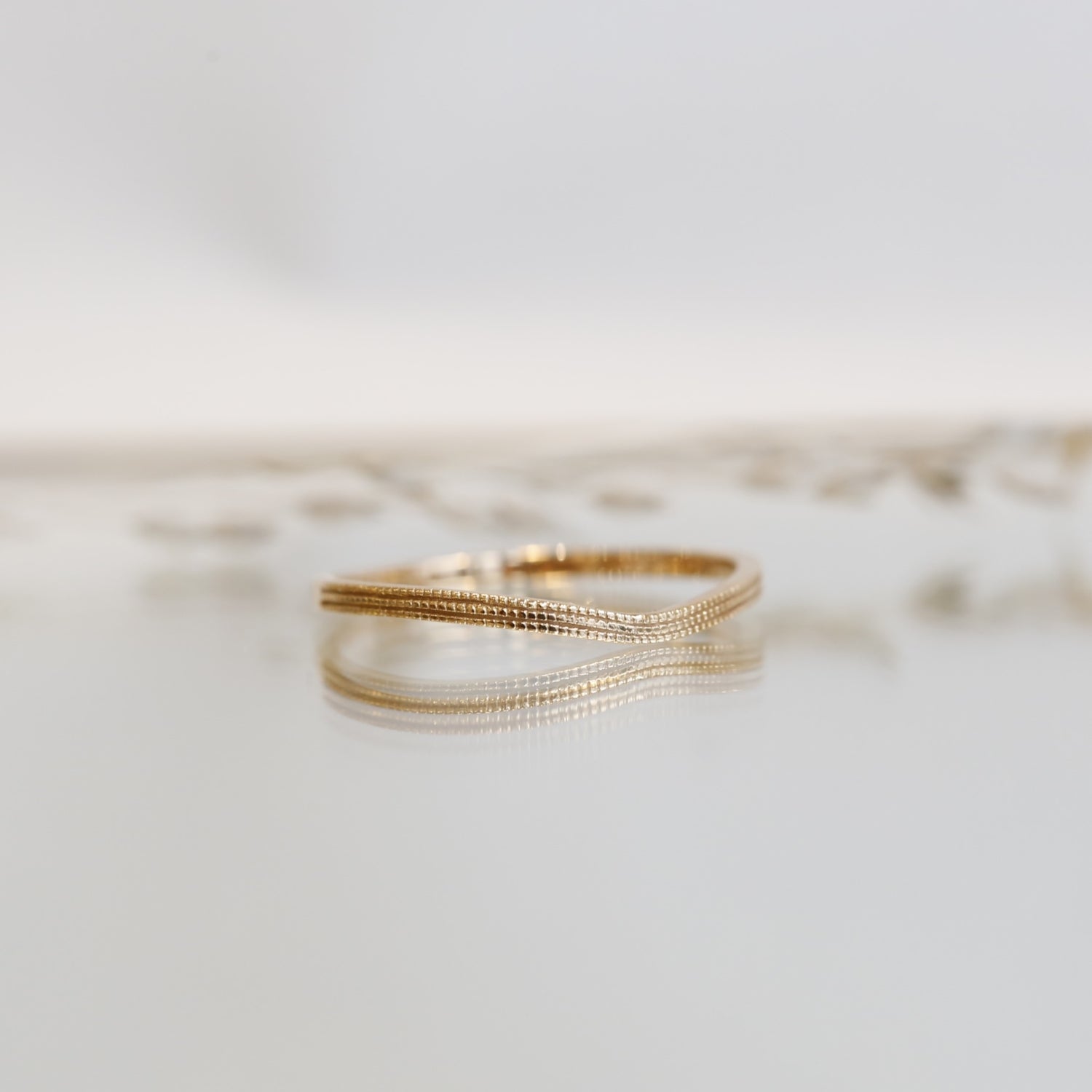 Wave Triple Milgrain wedding band