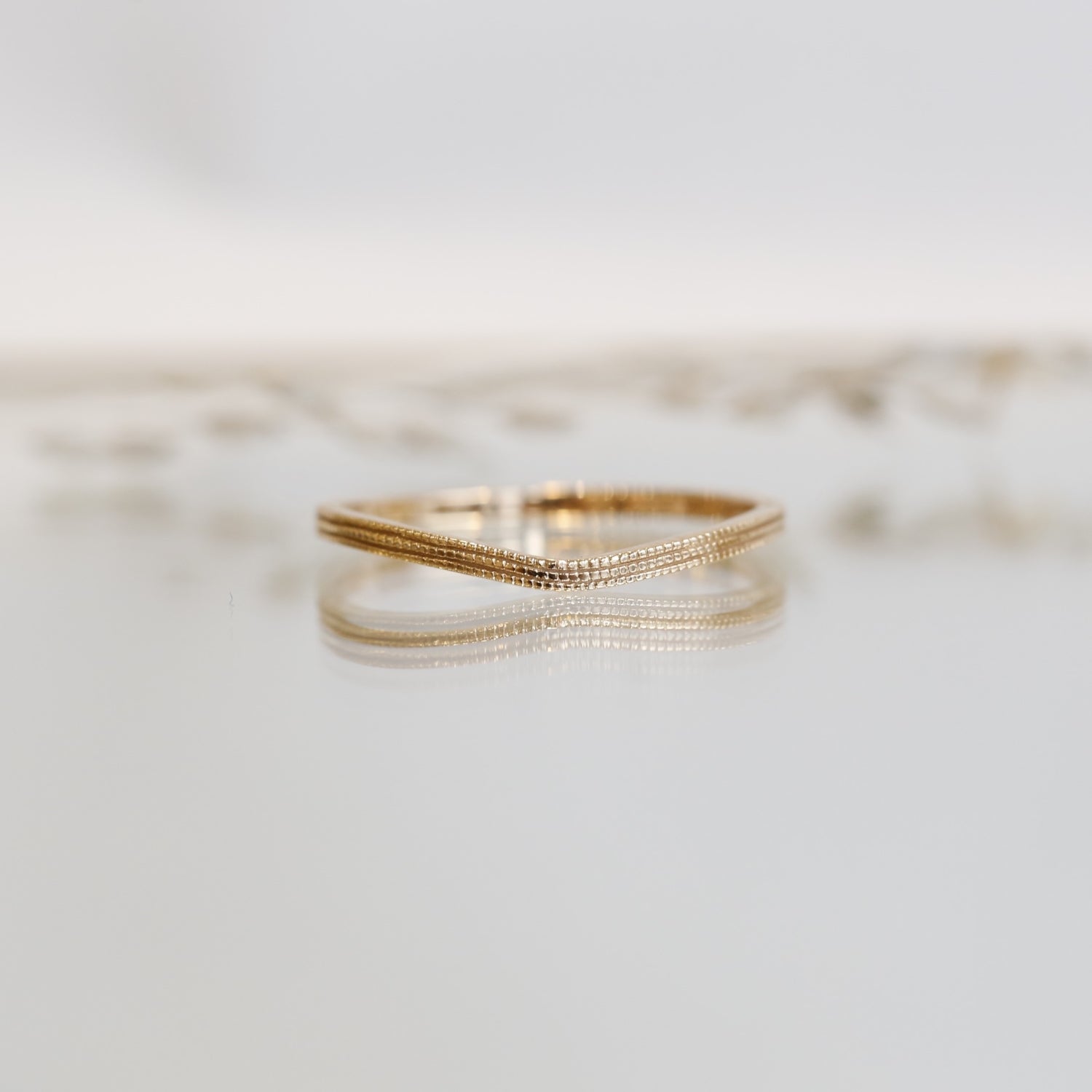 Wave Triple Milgrain wedding band