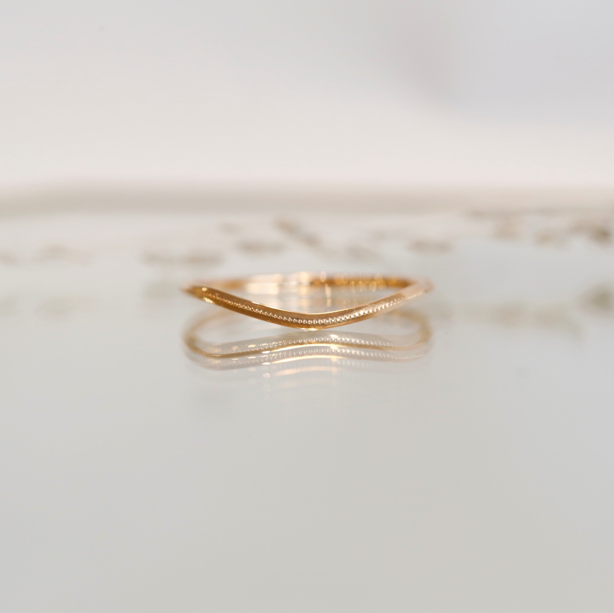 wedding band Wave Milgrain simple