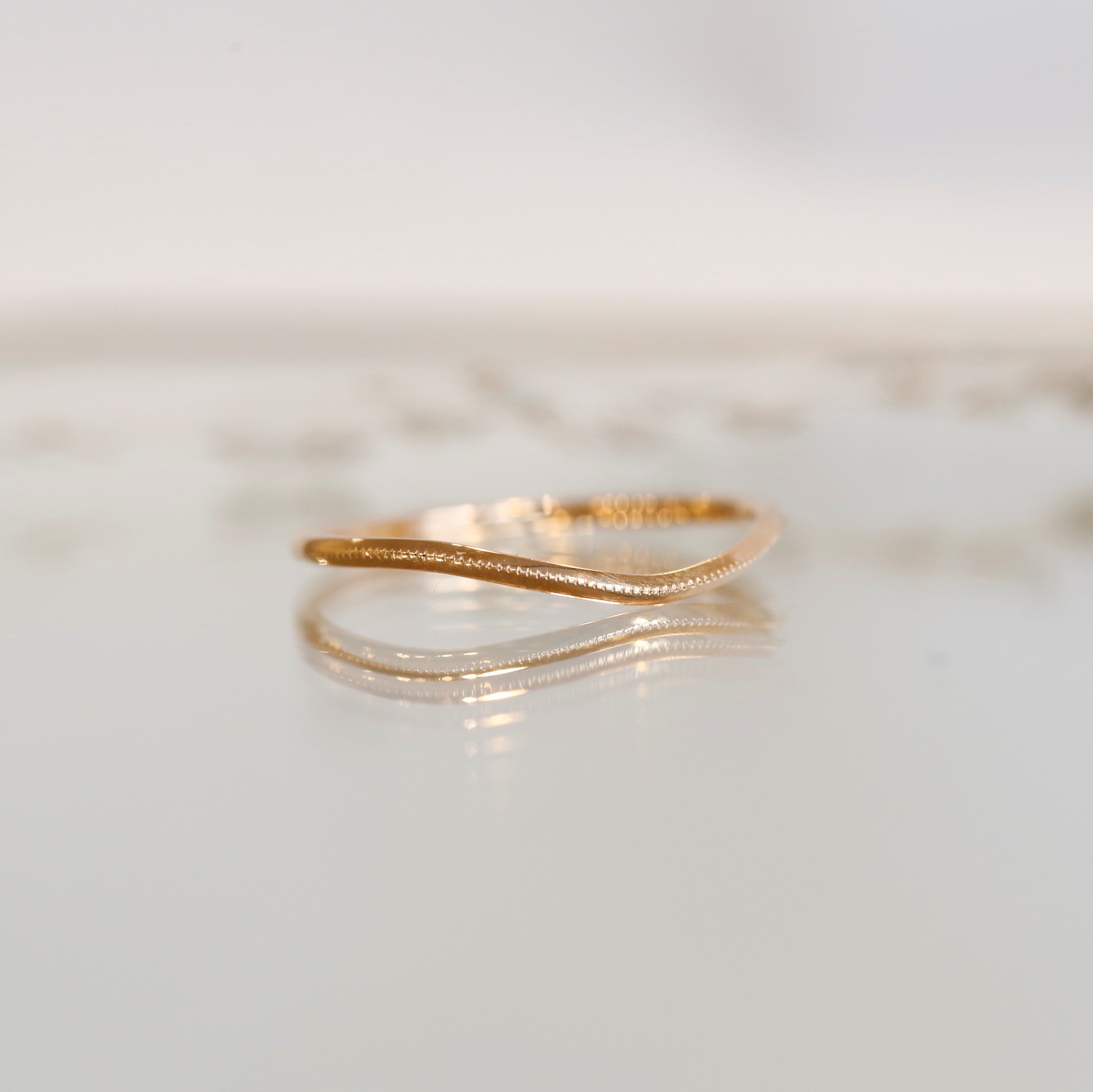 wedding band Wave Milgrain simple