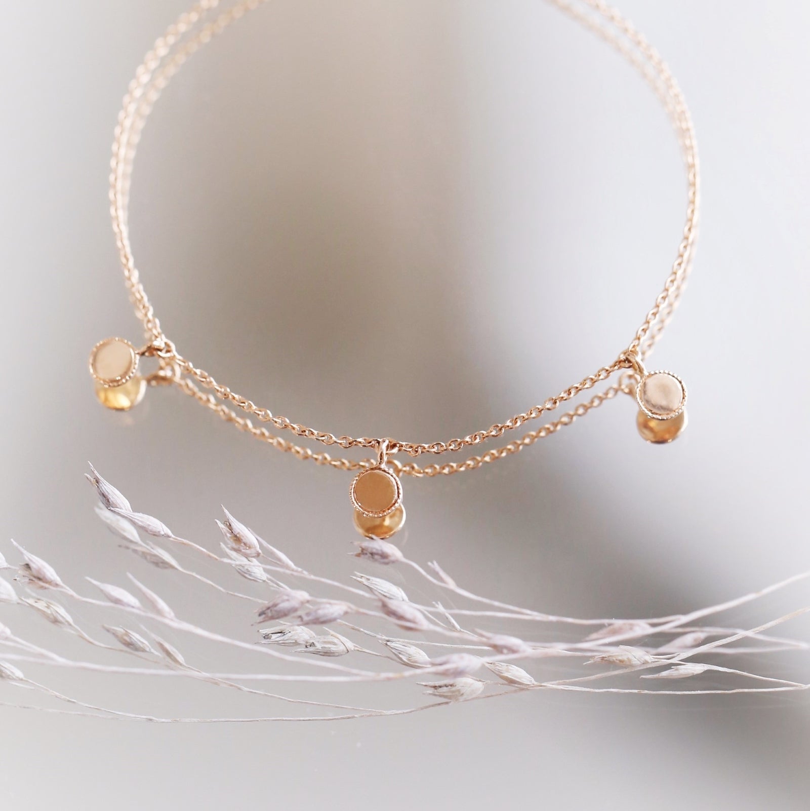 Milgrain Triple Mini Medal Bracelet