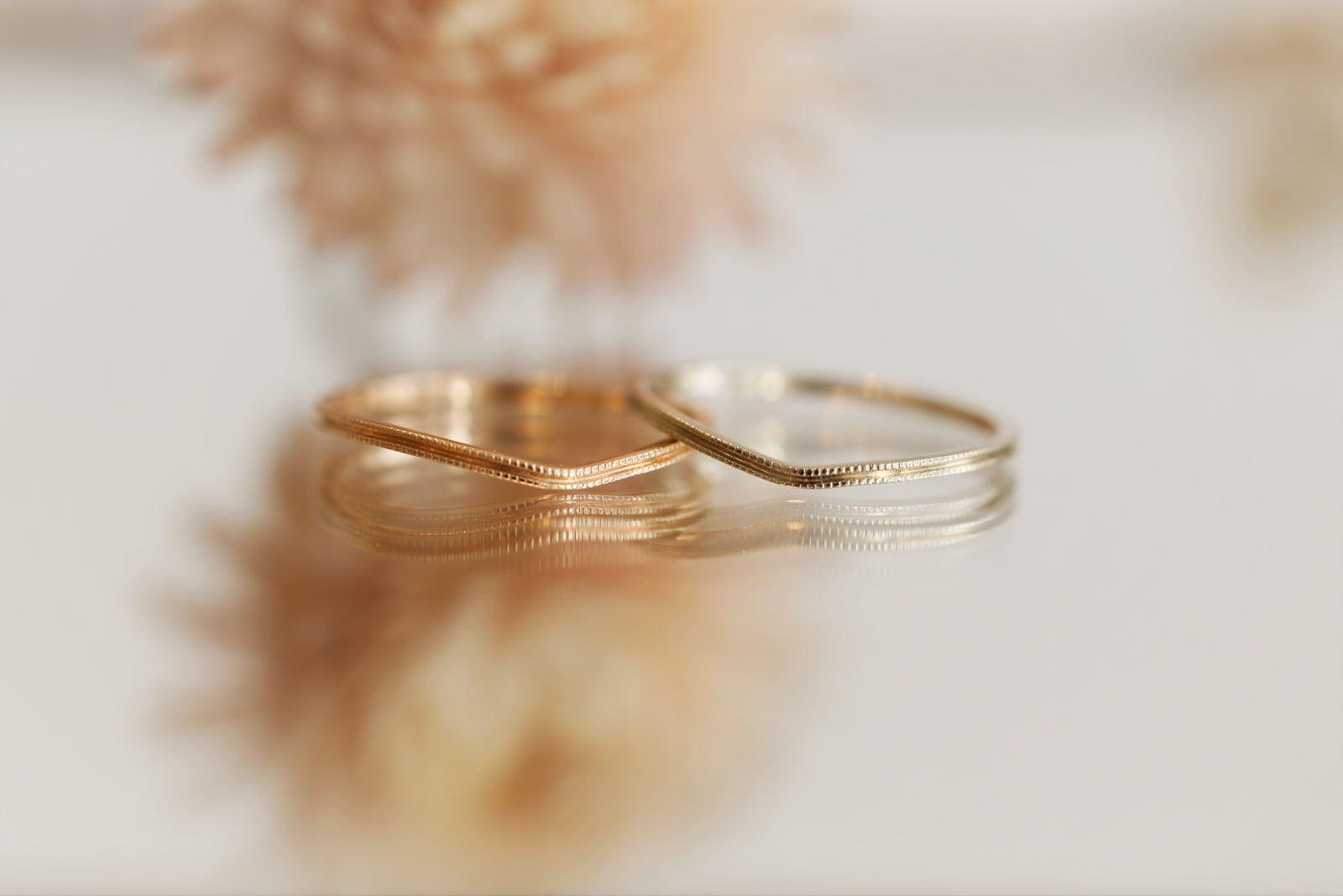 wedding band Wave double Milgrain