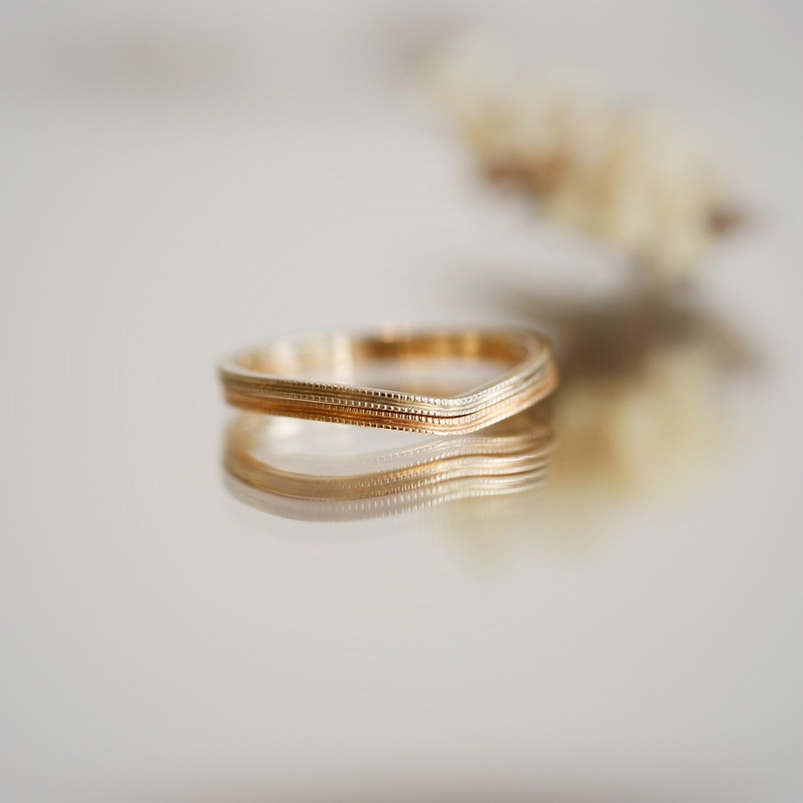wedding band Wave double Milgrain