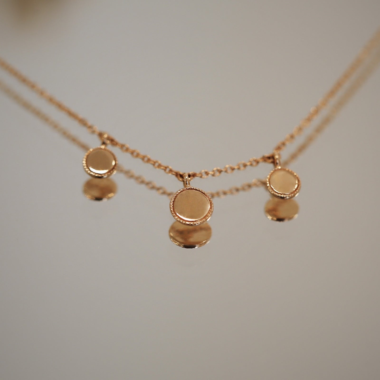 Milgrain Mini Medal Necklace Triple