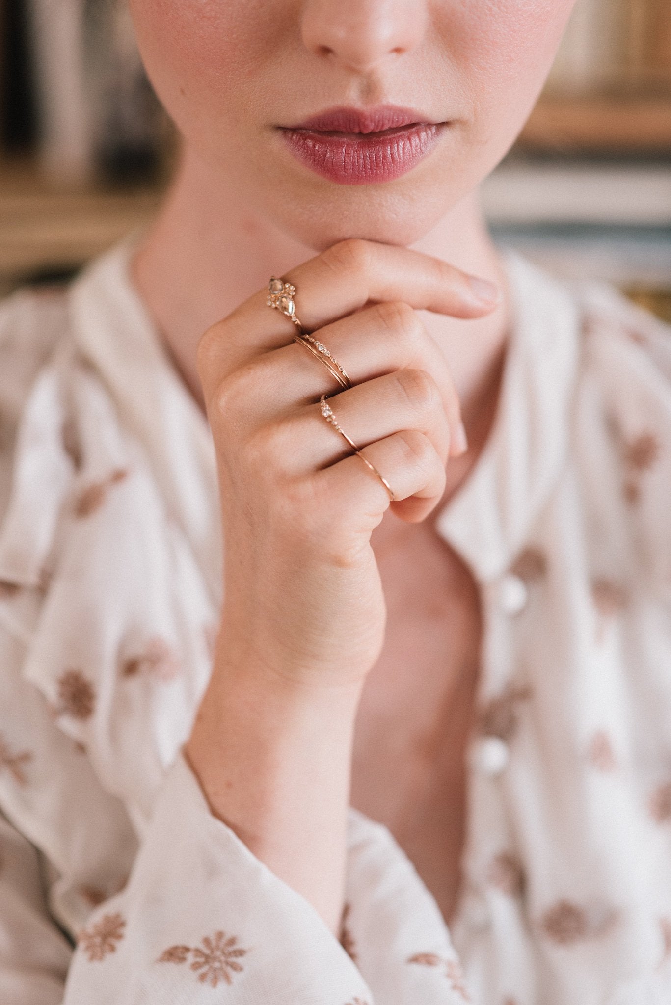 Ring - wedding bandDouble Milgrain gold woman 1.2mm rose gold