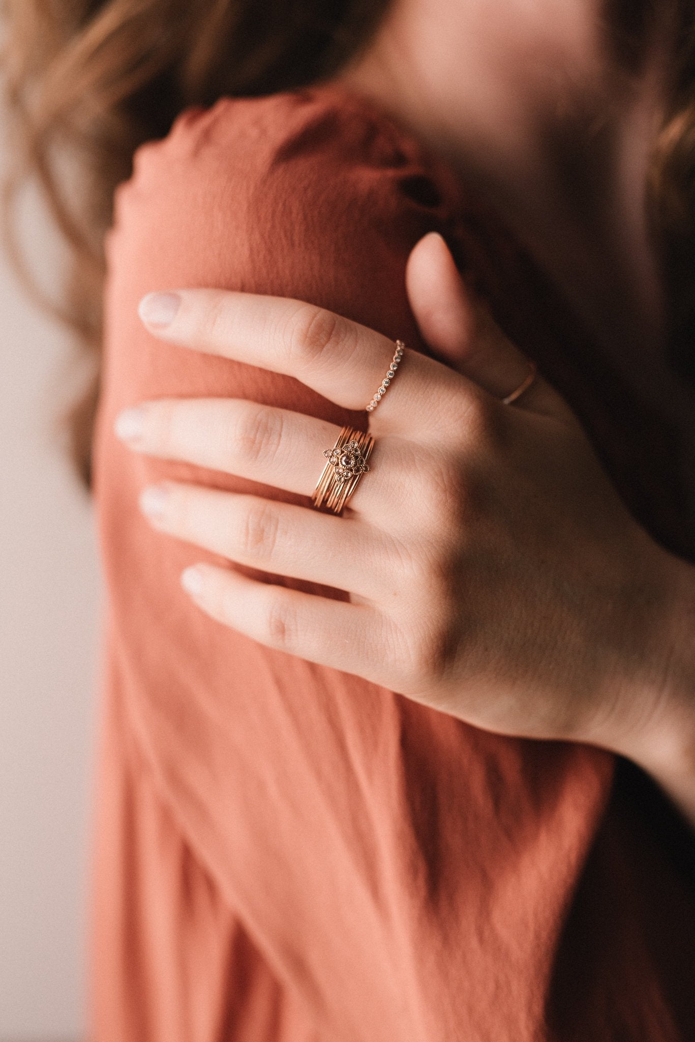 Ring - wedding bandDouble Milgrain gold woman 1.2mm rose gold