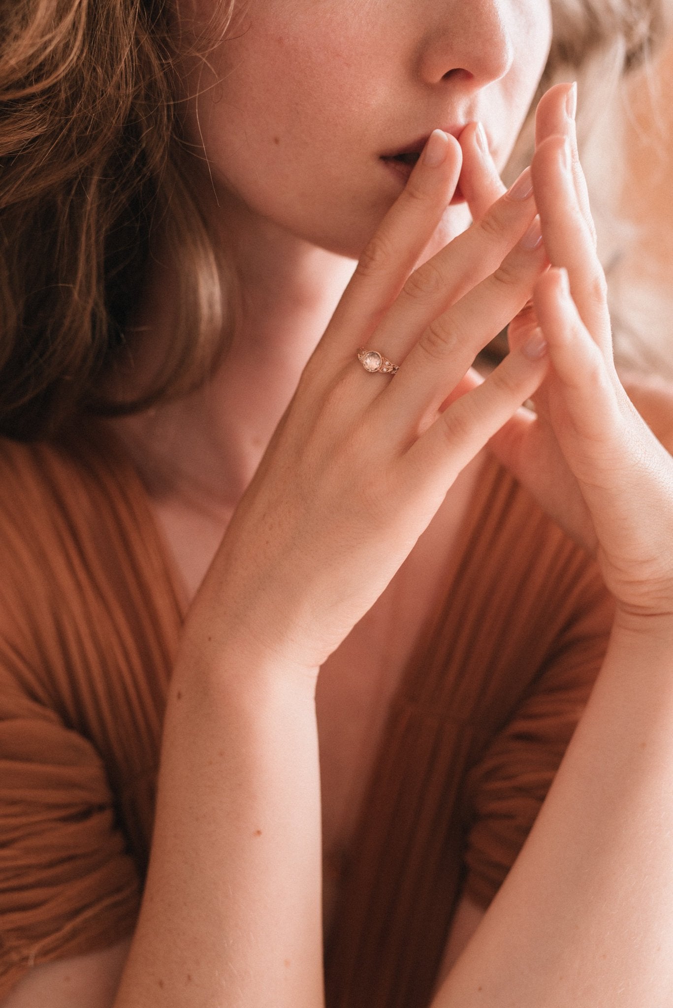 FeuillageXL rose goldMyrtille Beckring, engagement ring Paris, vintage rings