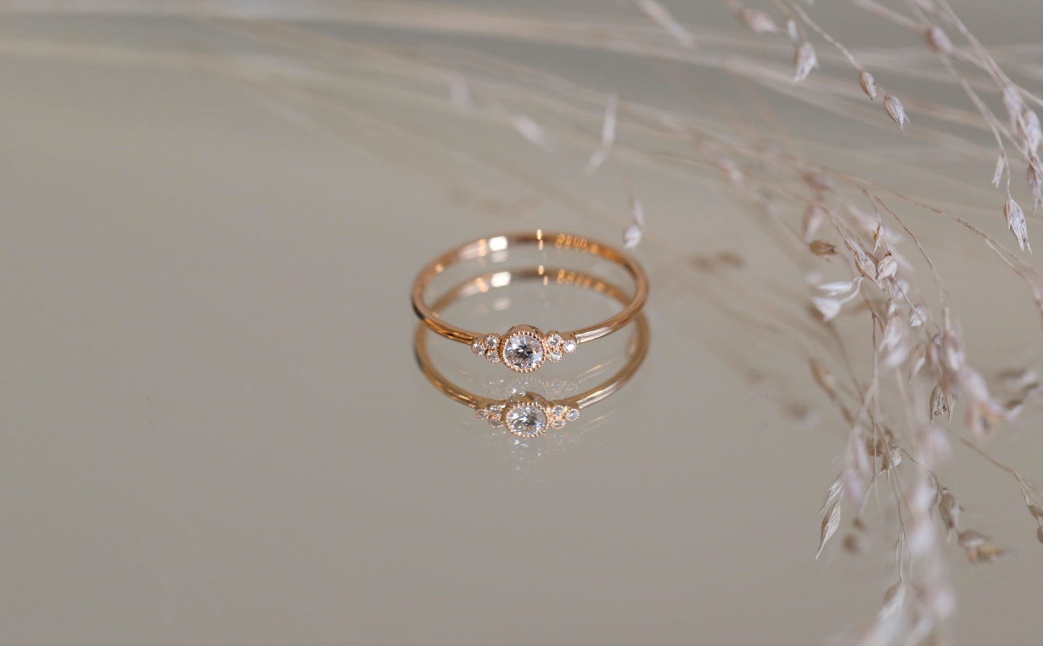 Engagement ring Flora rose gold and diamonds Myrtille Beck