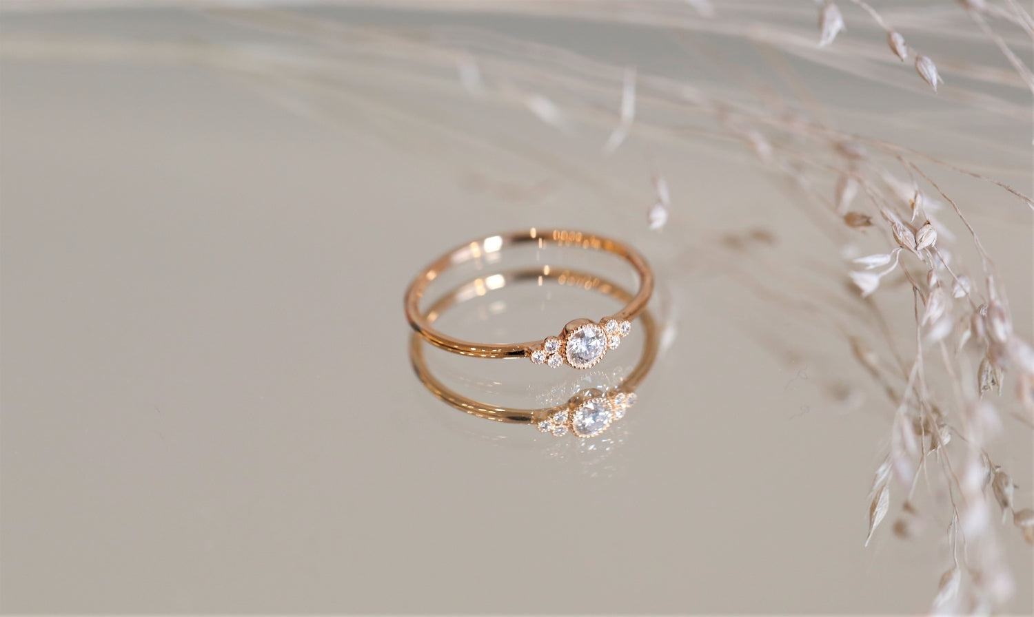 Engagement ring Flora rose gold and diamonds Myrtille Beck