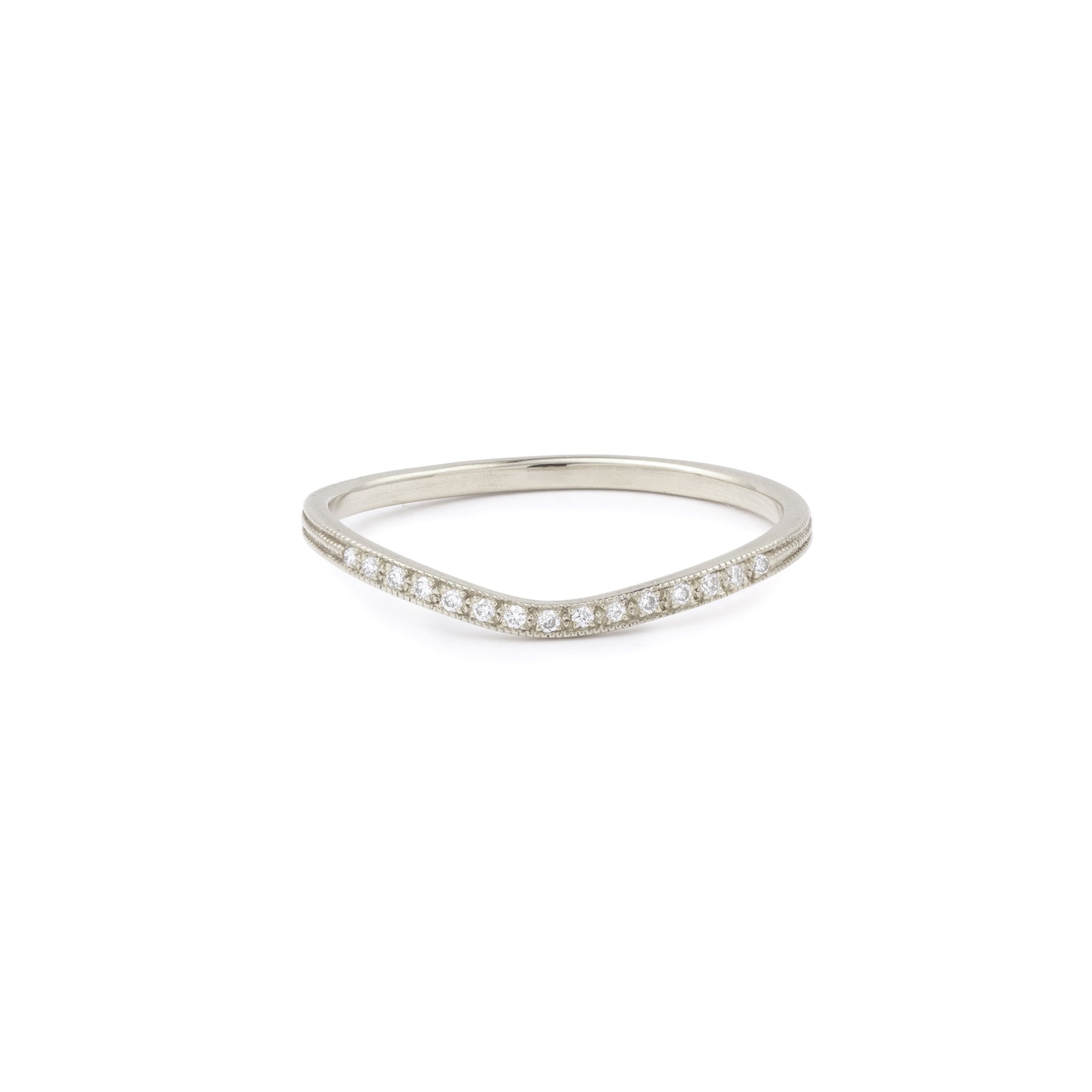 wedding band Wave triple Milgrain Diamonds