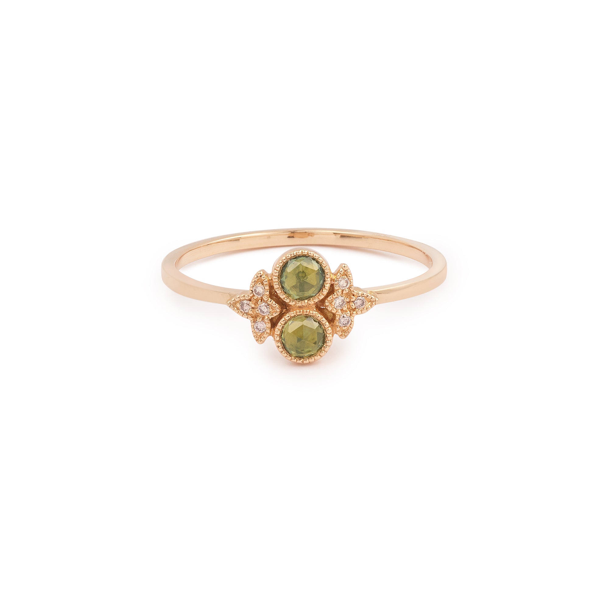 Ring Apis Florea S Green Sapphires Champagne Diamonds