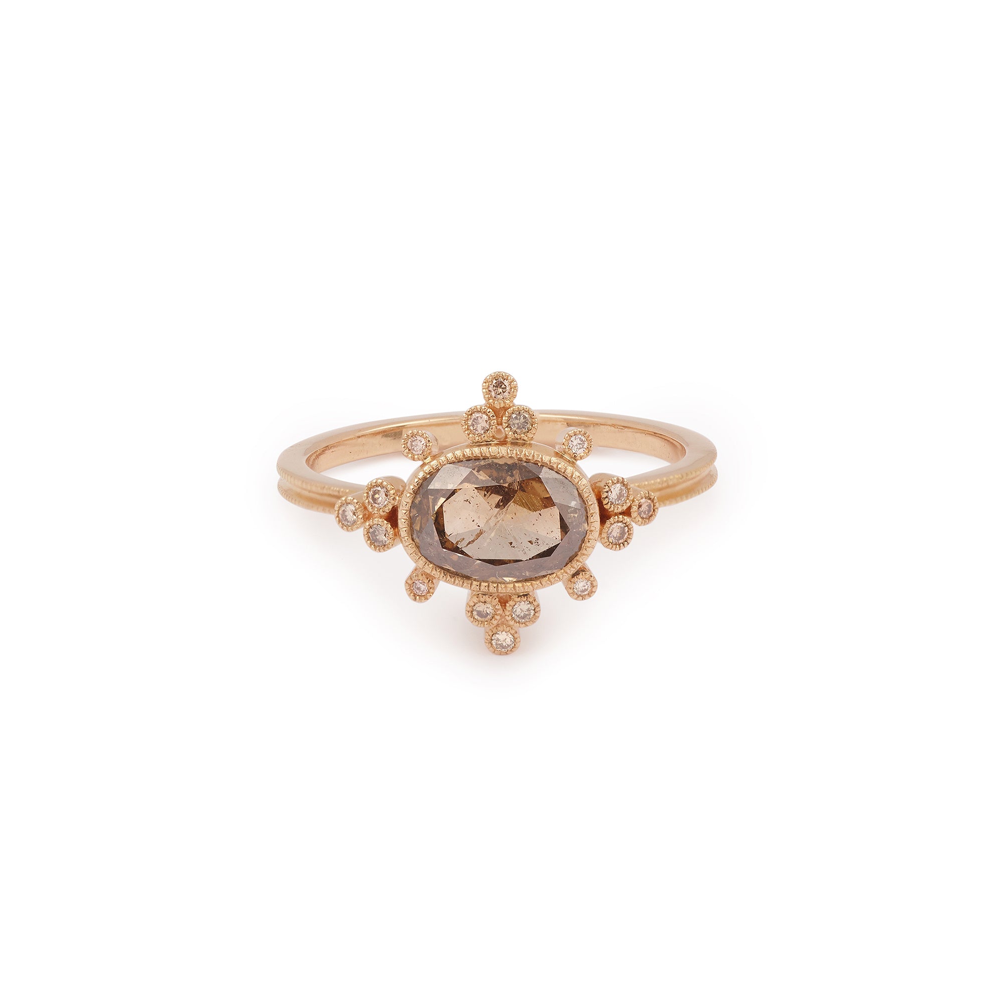 Oval brown snowflake ring, One of a kind