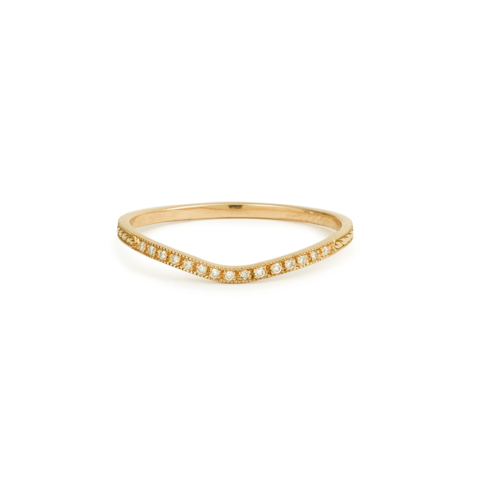 Wave Feuillage Diamonds wedding band