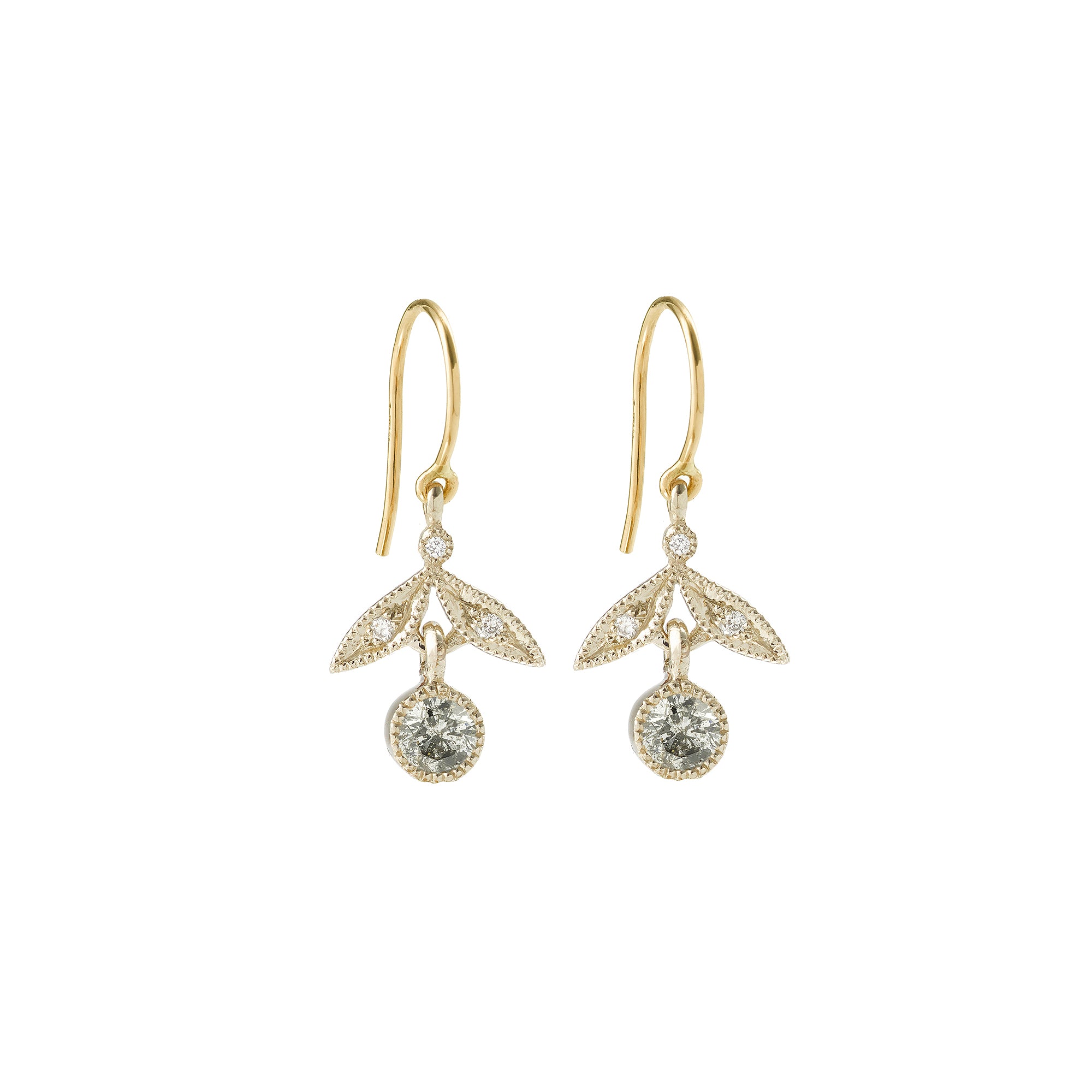 Pendant earrings Feuillage single M Diamonds Salt & Pepper