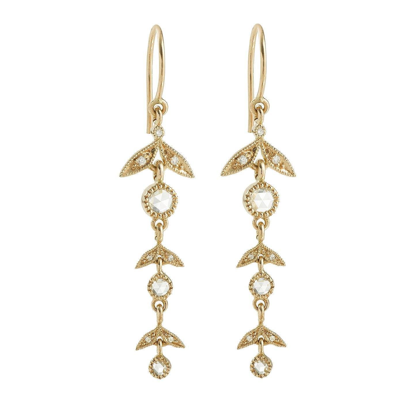 Boucles D Oreilles - Pendant earringsFeuillageLong earrings, designer earrings, designer gold and diamond jewellery, wedding earrings