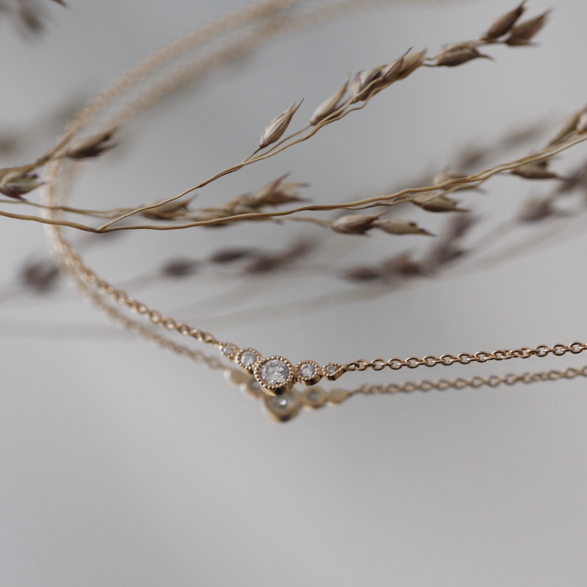 Necklace - Collier Petit AmourCélesteDiamants rose gold, Myrtille Beckfine diamond necklace, wedding necklace, Myrtille Beck Paris, Designer necklace, gold and diamonds necklace