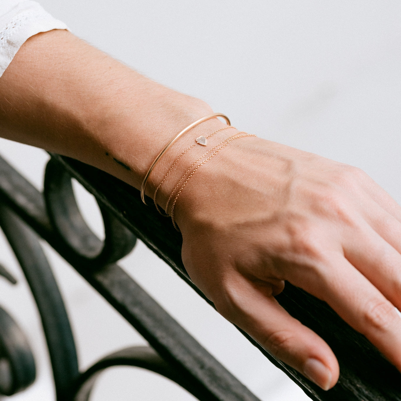 Milgrain Heart Mini Medal Bracelet