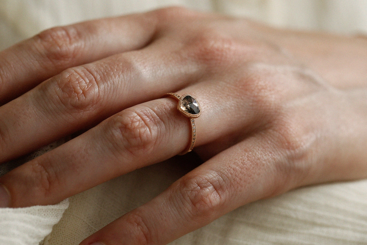 Bague En Diamant Brut Naturel Marron 2,50 Ct - Argent 925, Taille 7.5, Style Trois Pierres