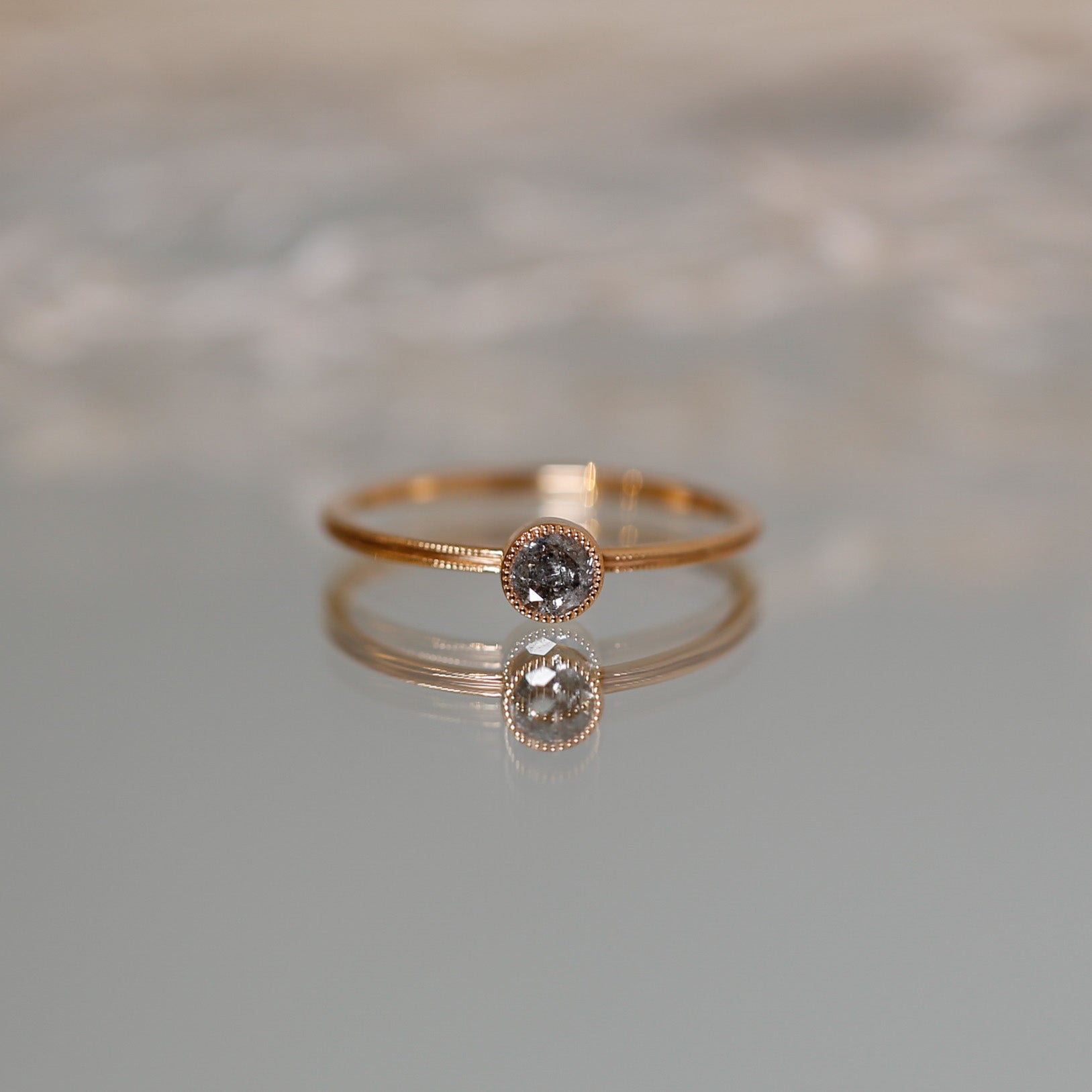 Solitaire Double Milgrain M Diamant Salt & Pepper