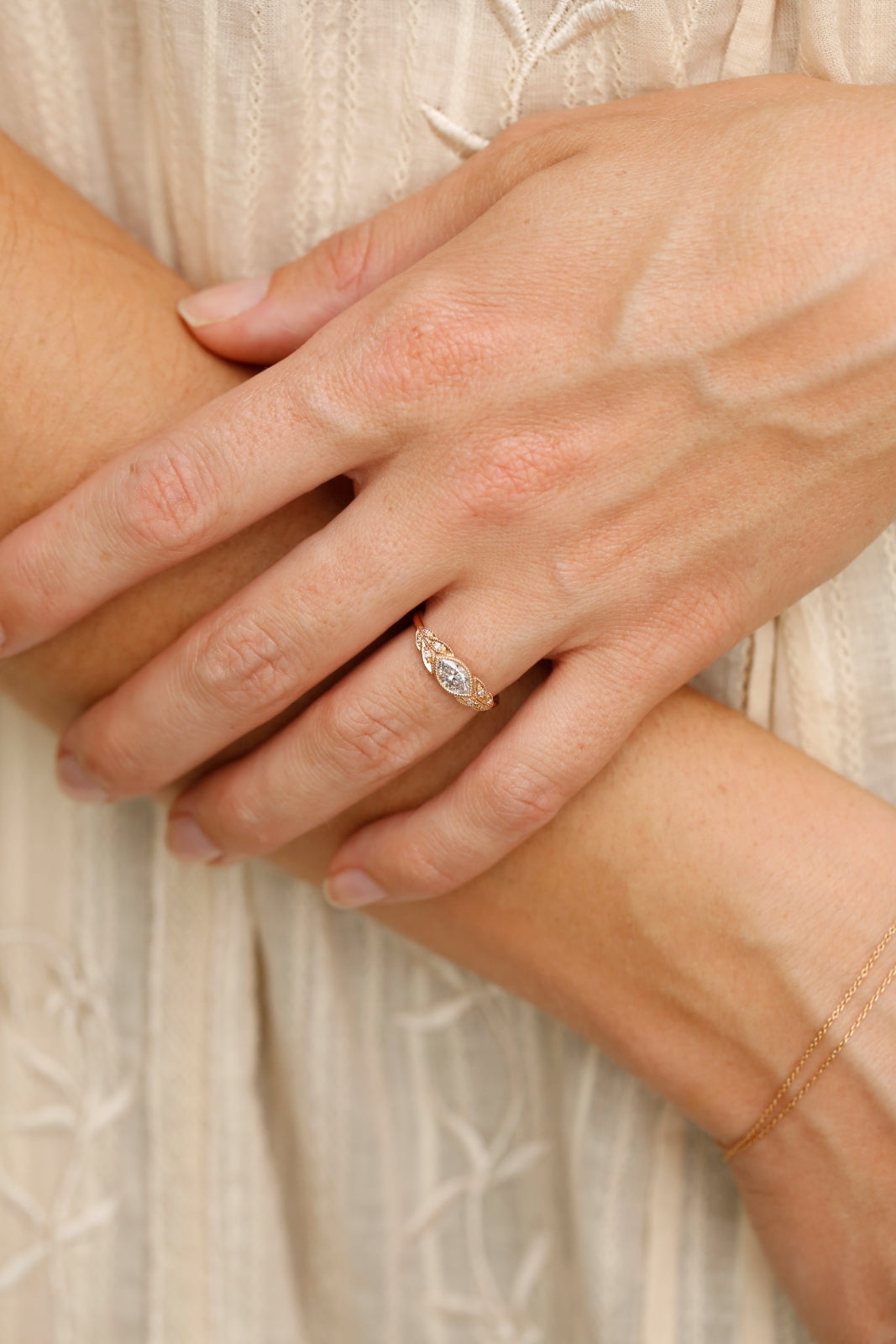 Pièce Unique Feuillage navette diamant Salt & Pepper