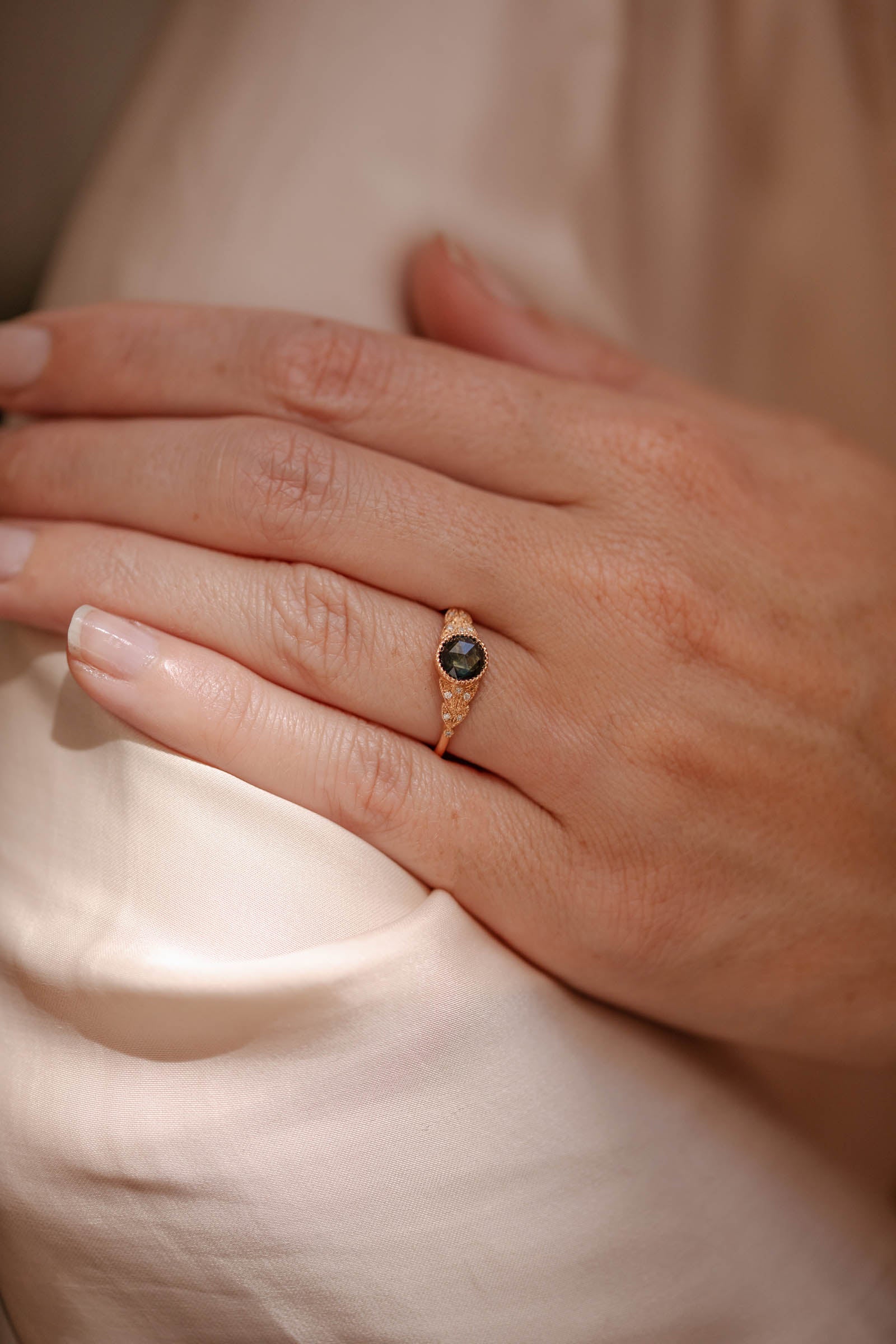 Bague Feuillage XL Saphir mermaid