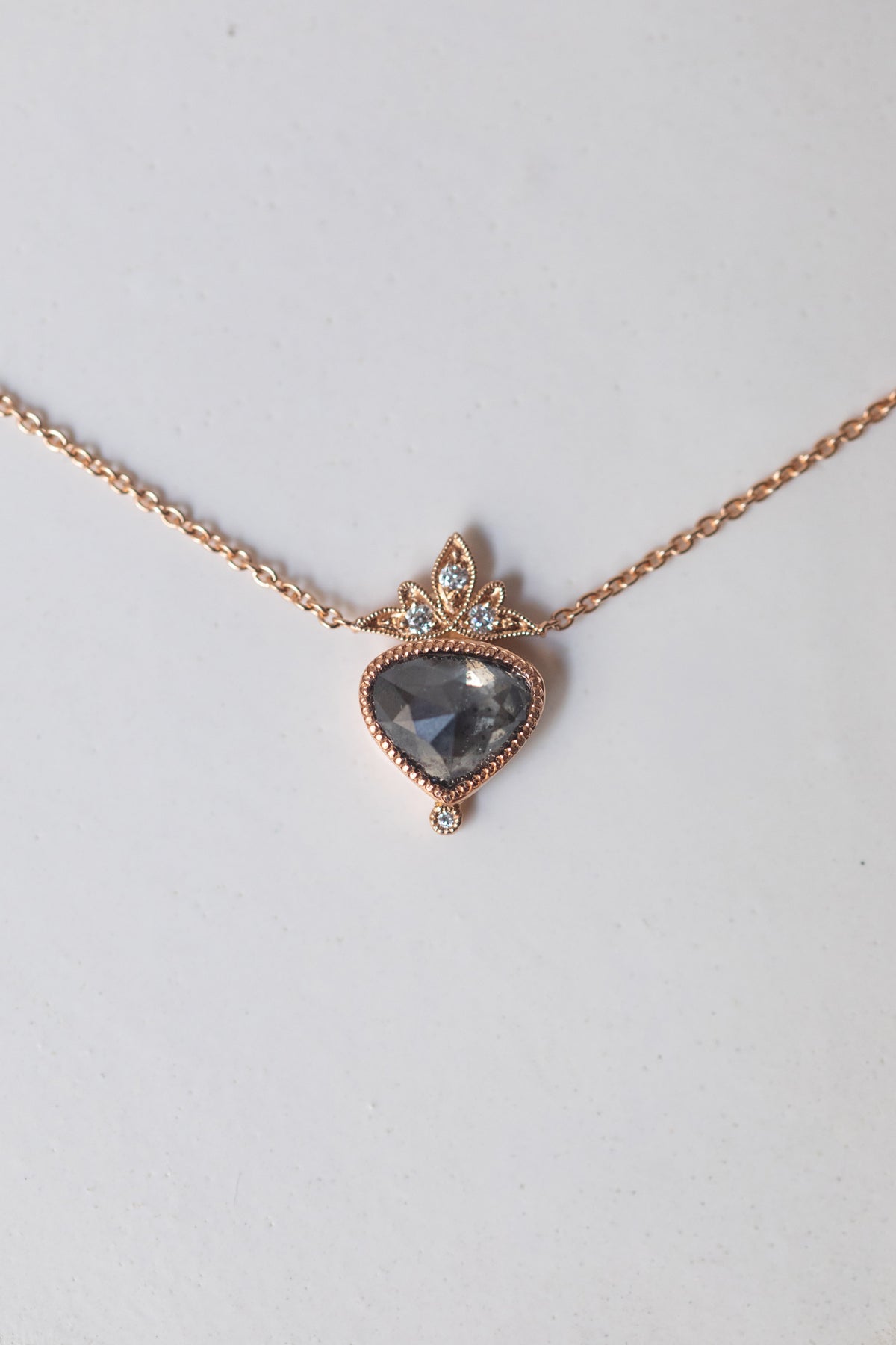 Collier Poire Diamant Salt & Pepper Troïdia