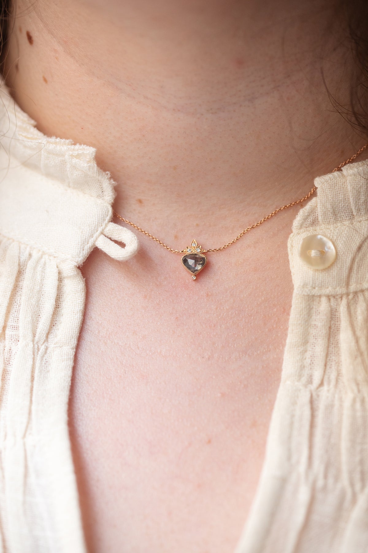 Collier Poire Diamant Salt & Pepper Troïdia