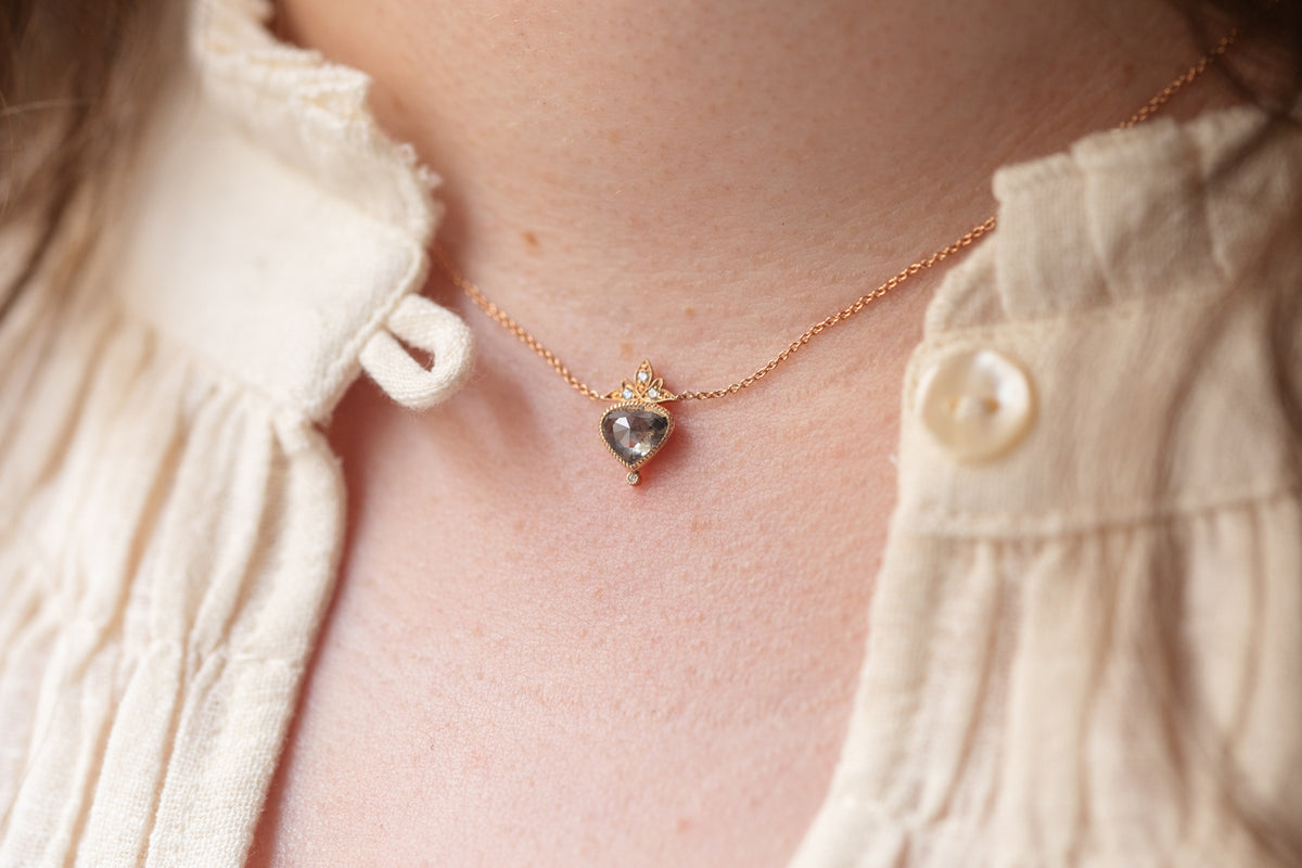 Collier Poire Diamant Salt & Pepper Troïdia