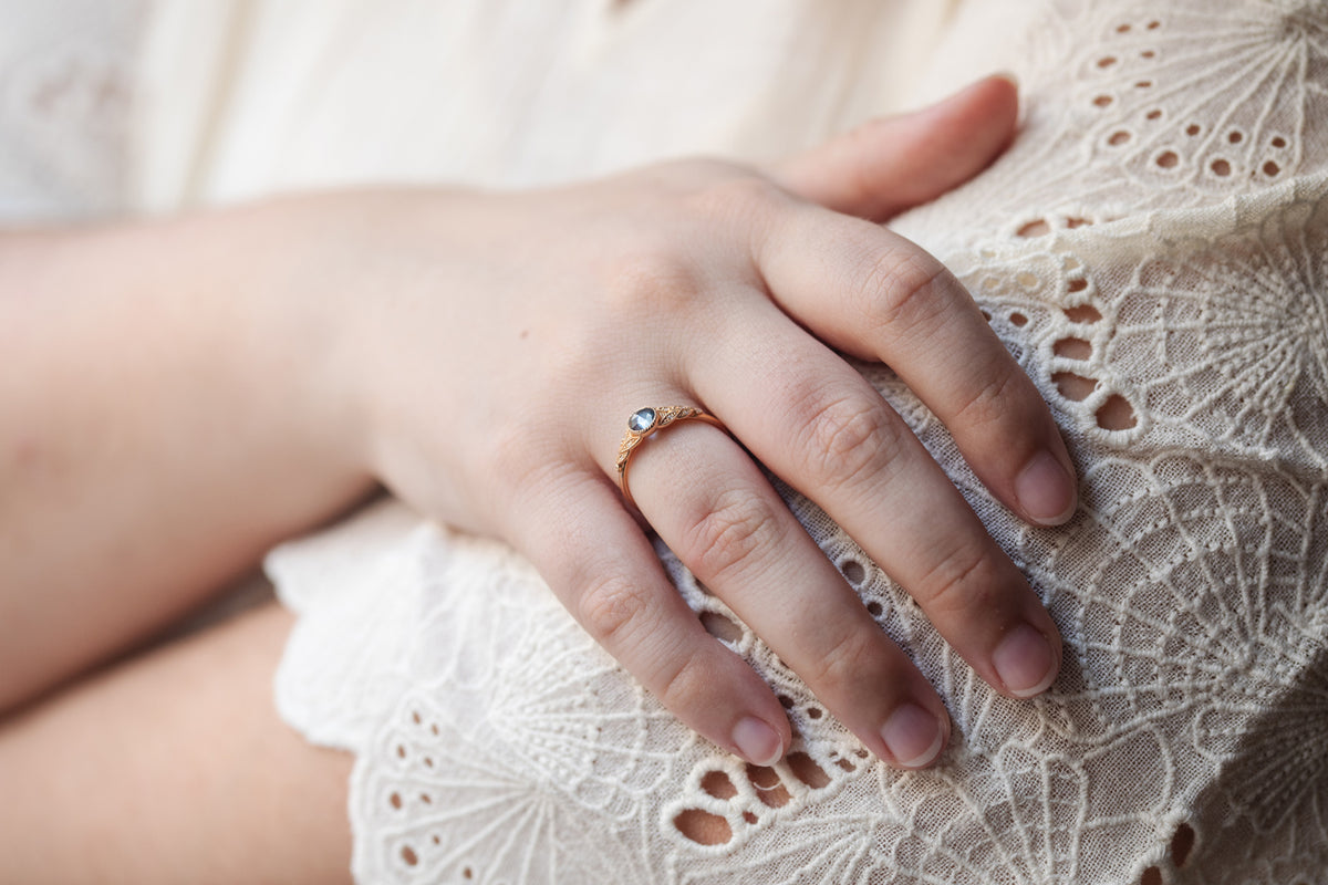 Bague Feuillage L Saphir bleu