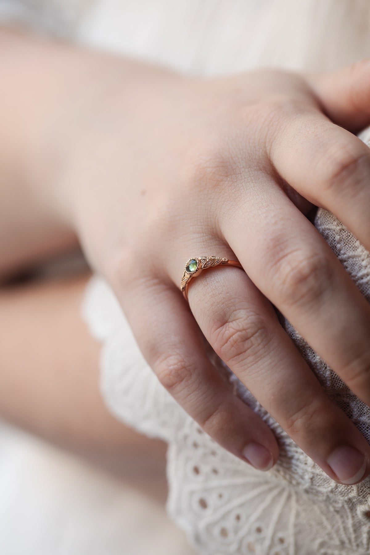 Bague Feuillage M Saphir Vert