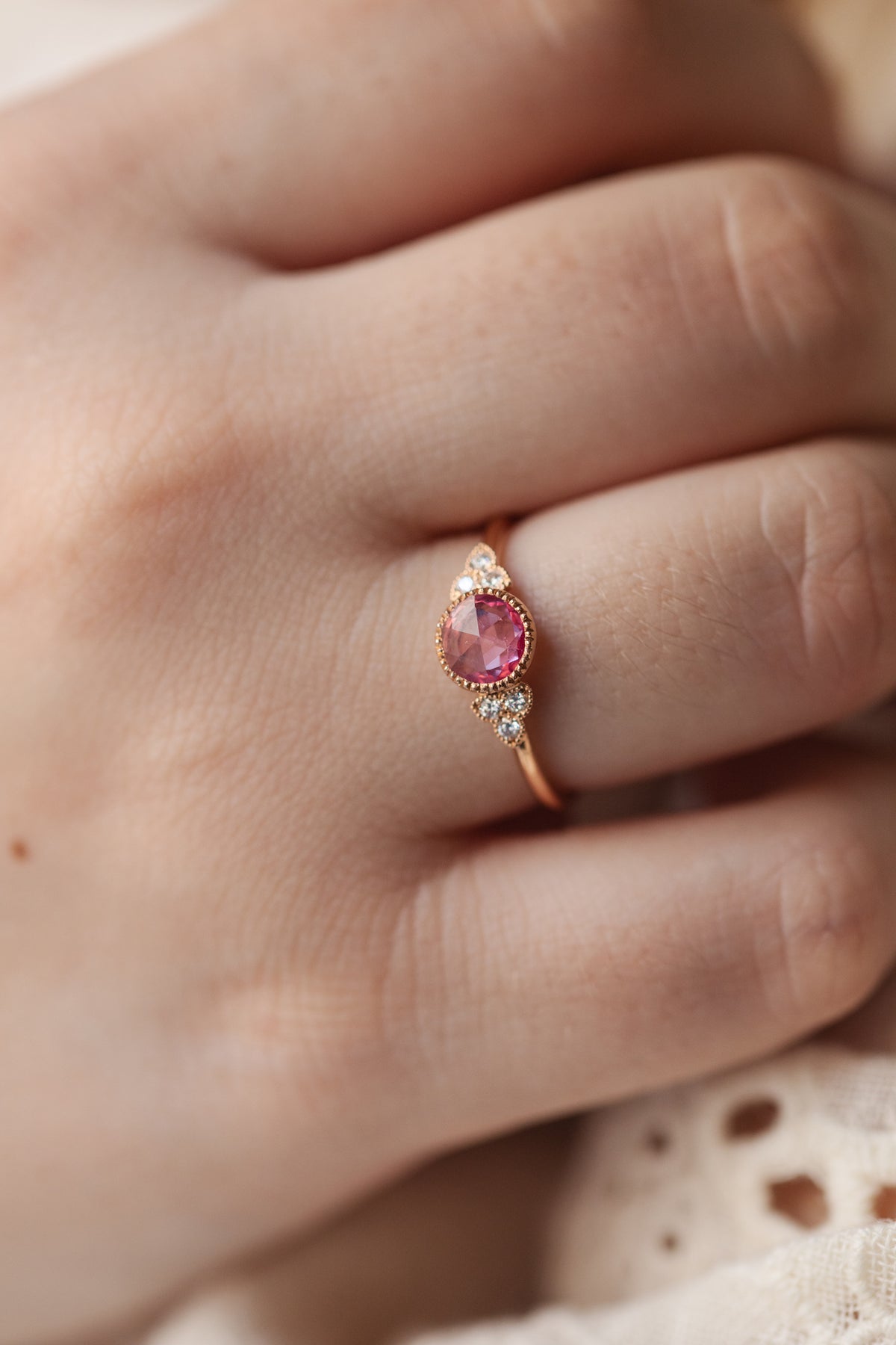 Bague Flora XL Saphir rose