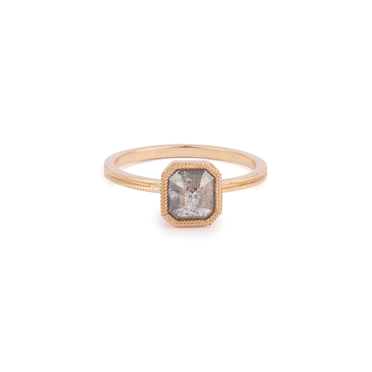 Bijou de créateur Pièce Unique Solitaire en or serti diamant salt and pepper rare Myrtille Beck Paris
