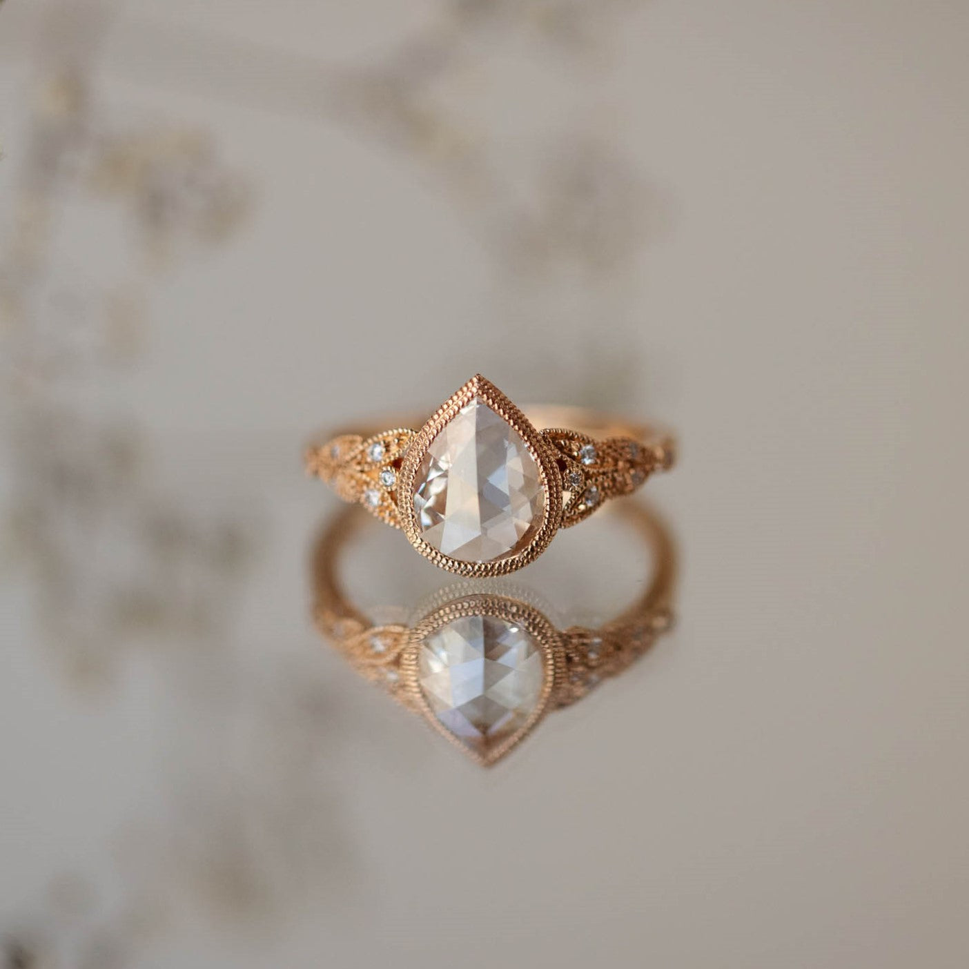 Pièce Unique Feuillage Diamant poire