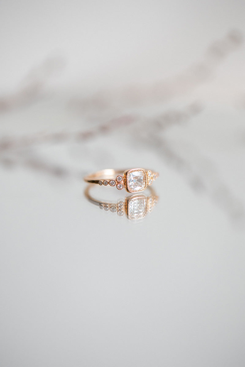 Bague Iris Diamant Blanc Brillant Oldmine Cushion Carré