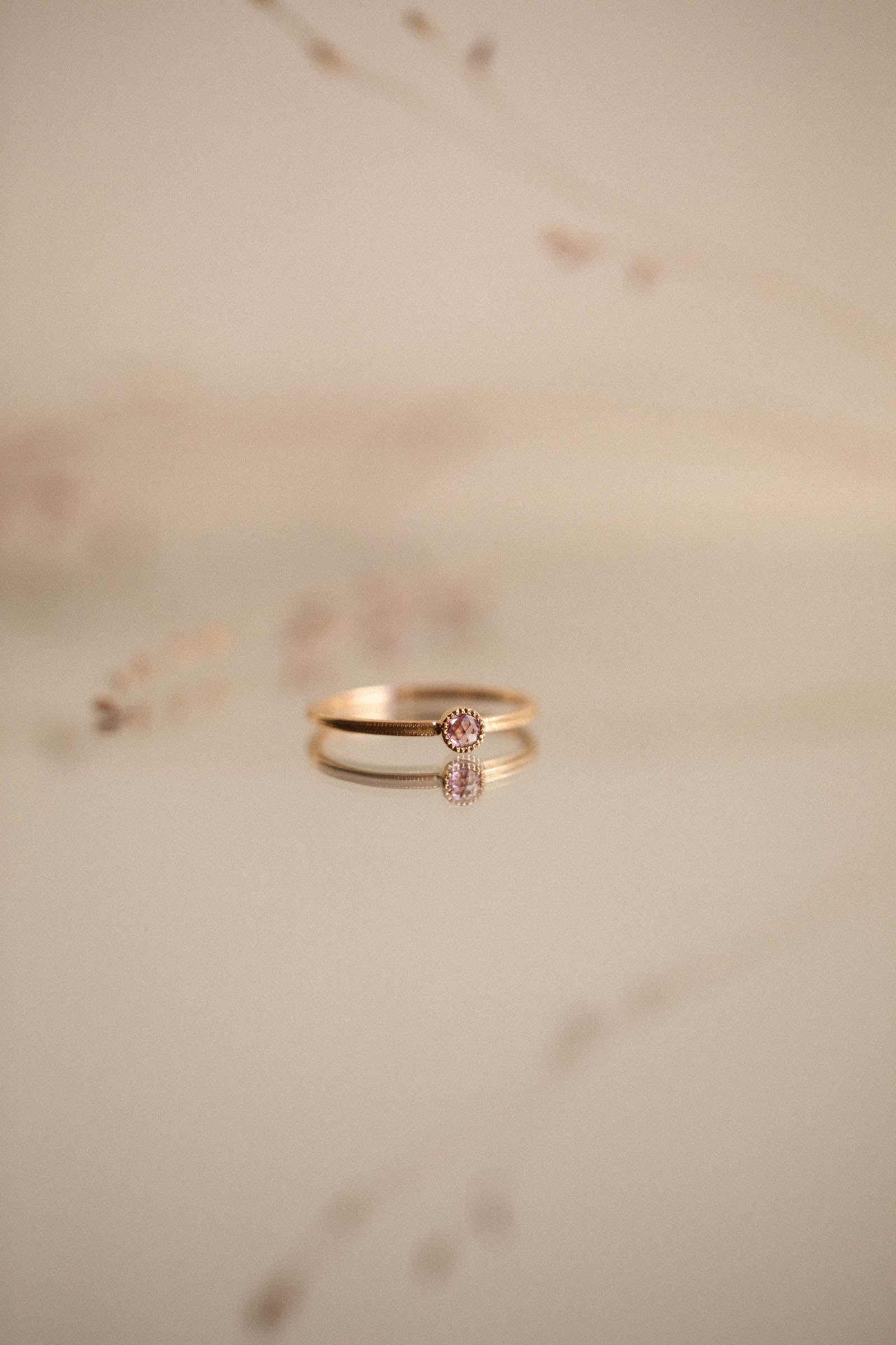 Solitaire Double Milgrain S Saphir rose