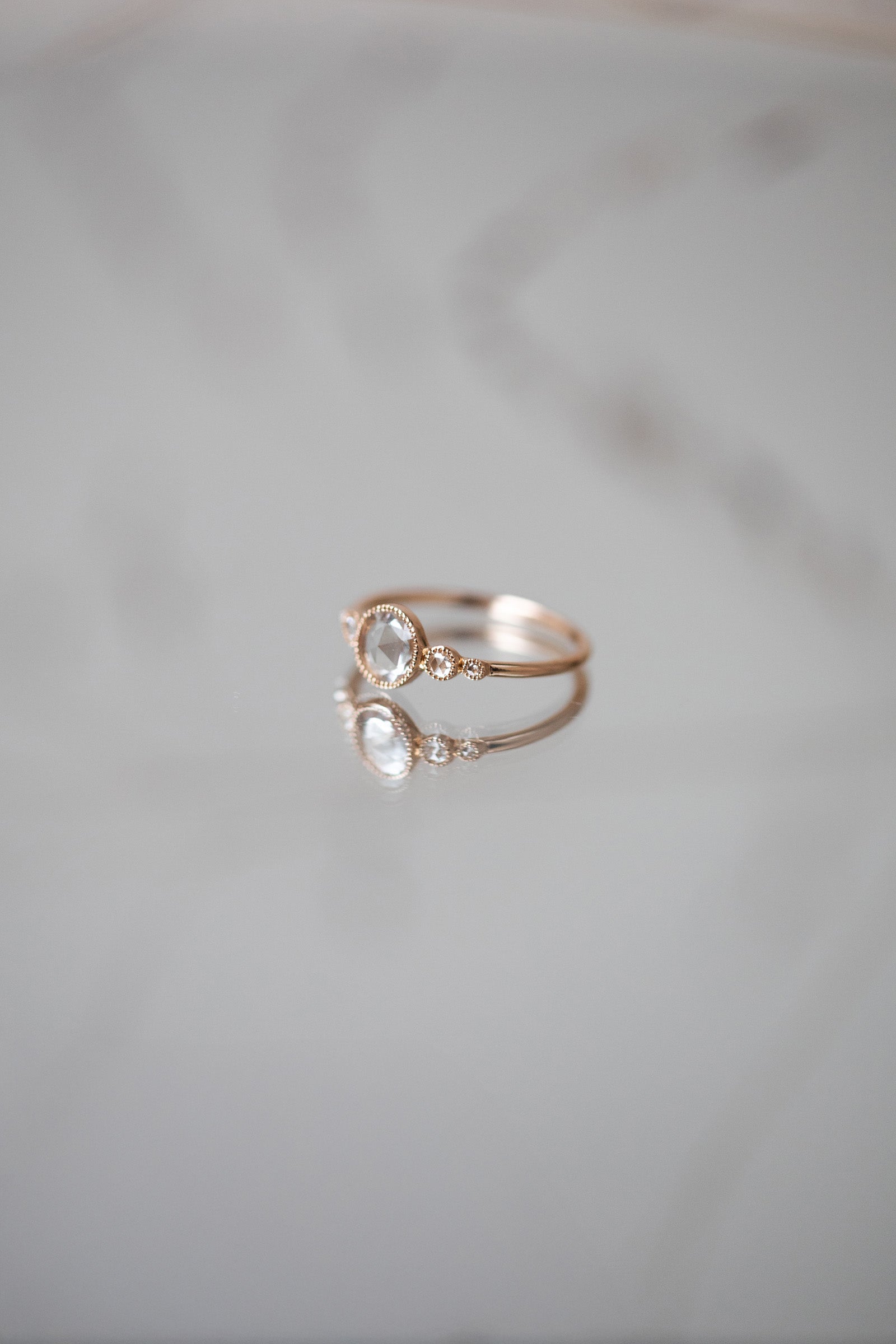 Bague Coco Saphir Blanc Rosecut